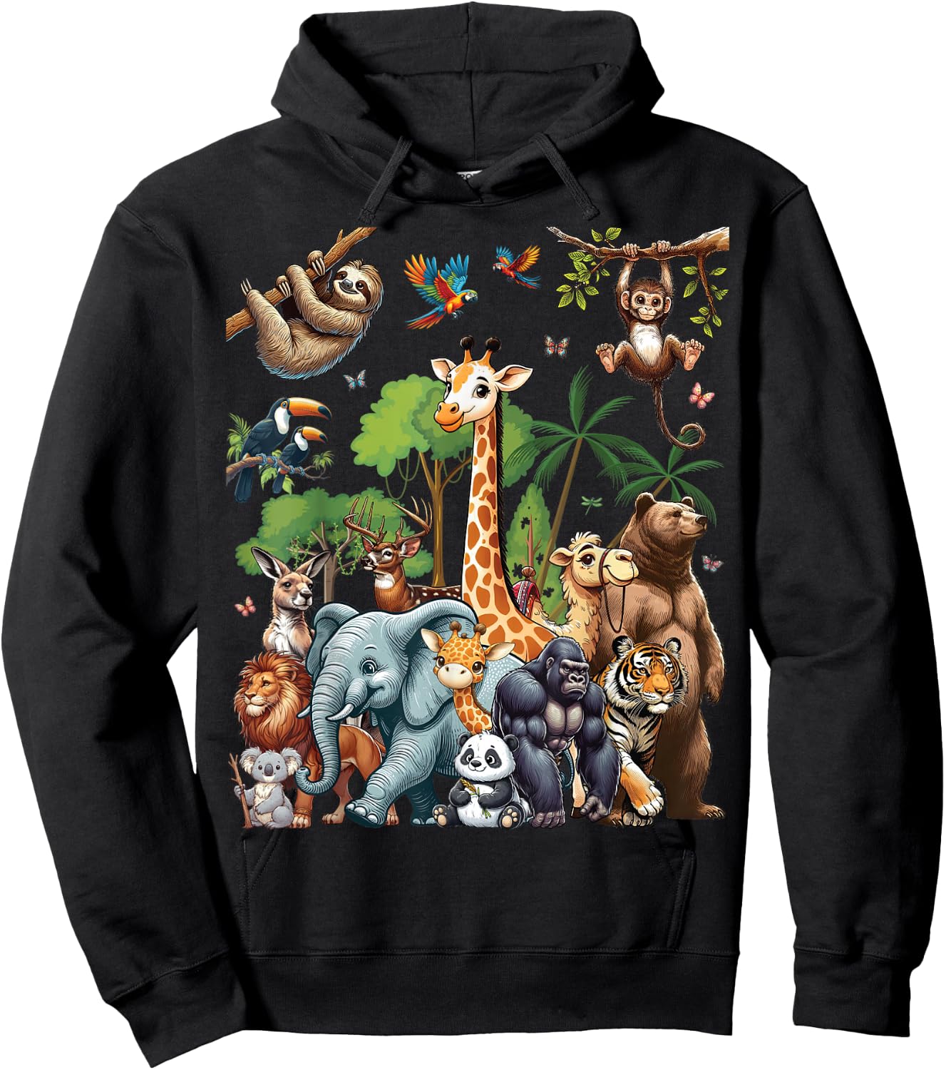 Zoo Animals Wildlife Safari Jungle Zoo Birthday Party Hoodie - Hoodie | Black