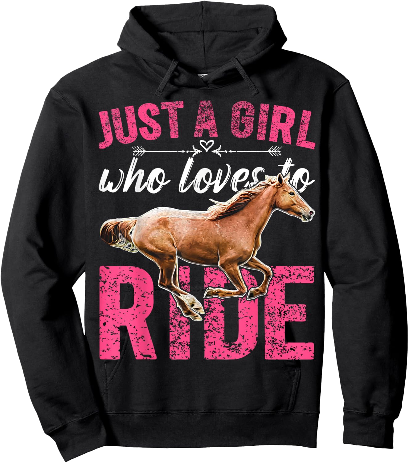 Just a Girl Who Loves to Ride Horses Horseback Riding Gift Hoodie - Hoodie | Black