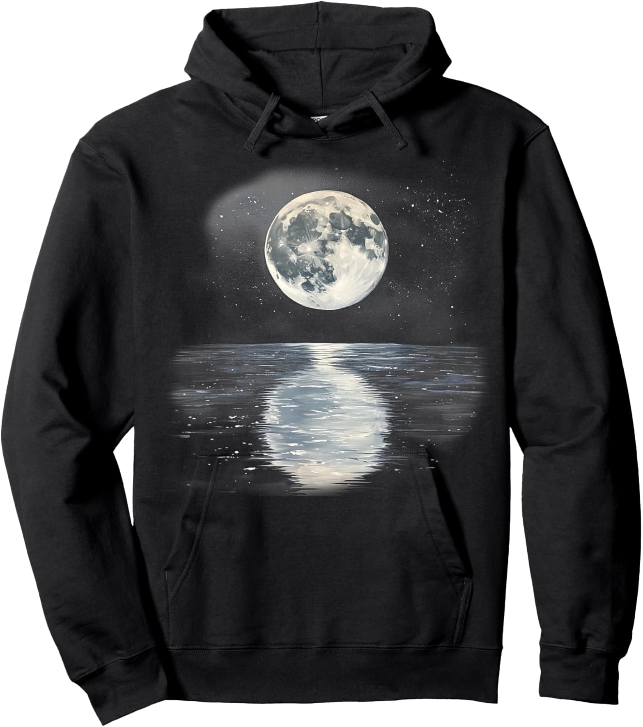 Full Moon Reflecting over the Sea Hoodie - Hoodie | Black