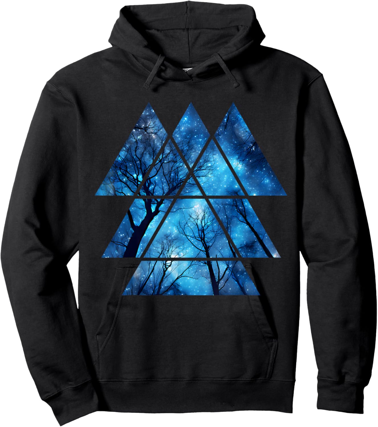 Geometric Sky at Night Trees Nature Outdoor Graphic Hoodie - Hoodie | Black