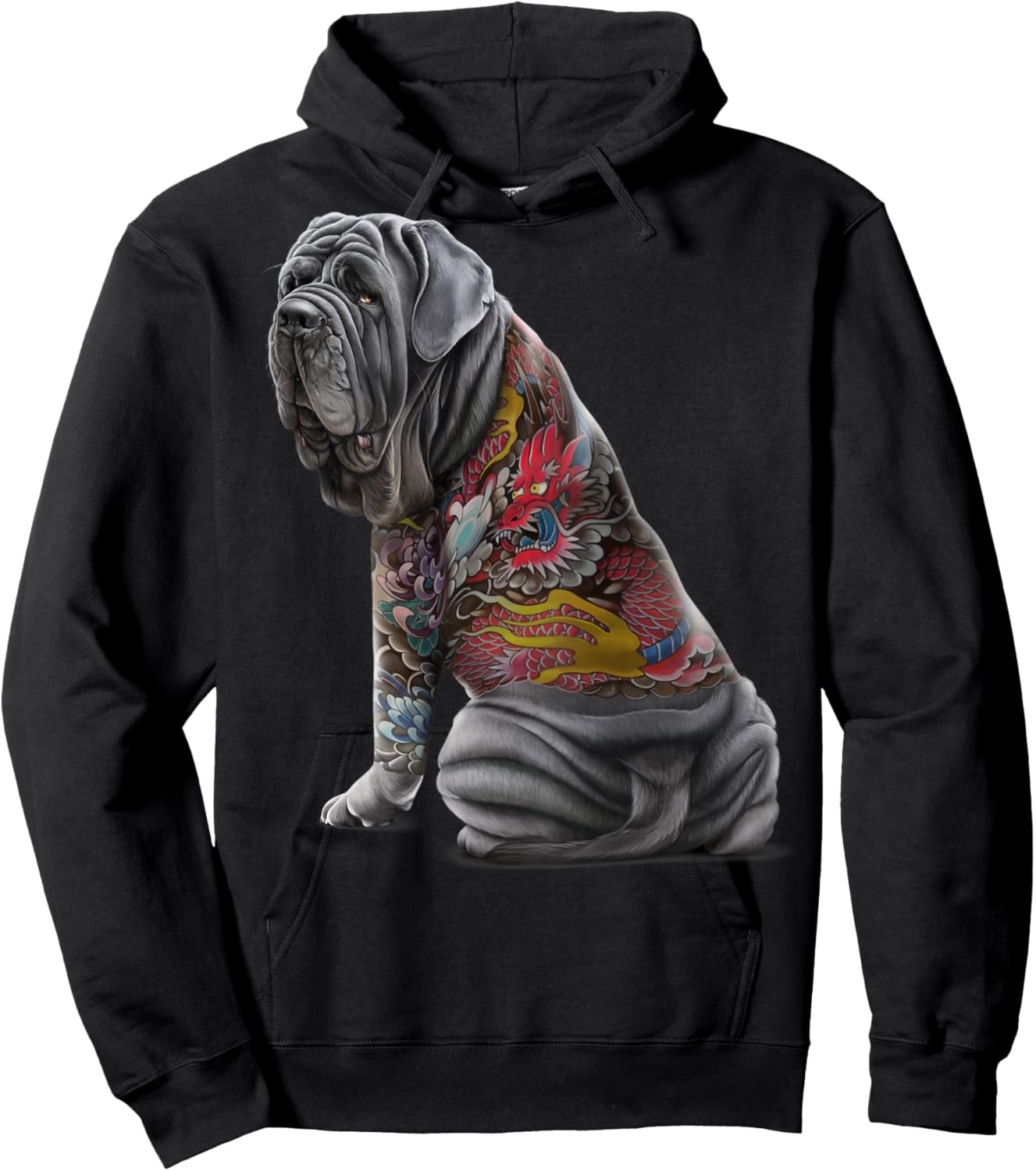 Neapolitan Mastiff Dog with Japanese Dragon Tattoo Irezumi Women Kids Hoodie - Hoodie | Black