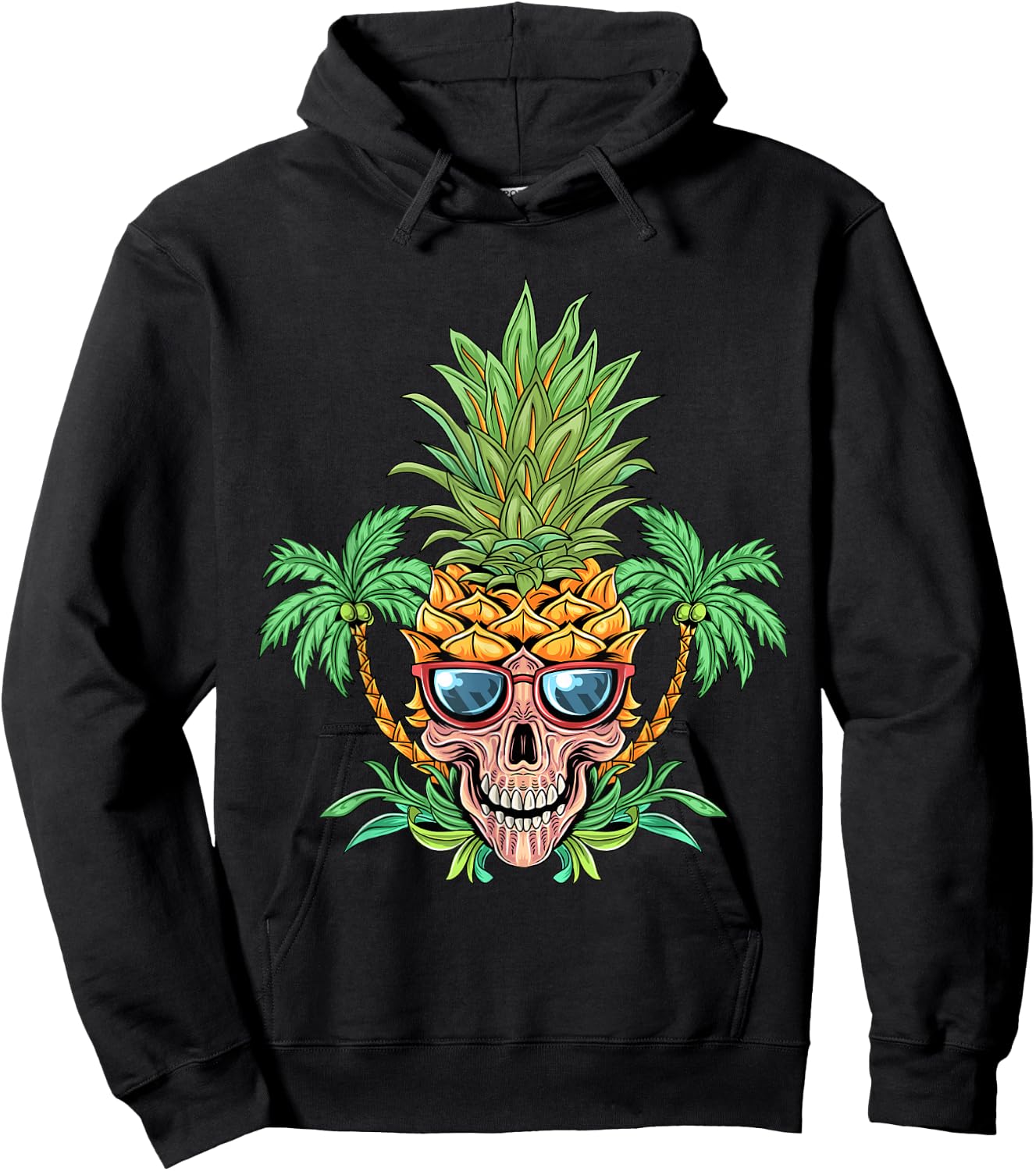 Skull Pineapple Aloha Beaches Hawaiian Flowers Hawaii Summer Hoodie - Hoodie | Black