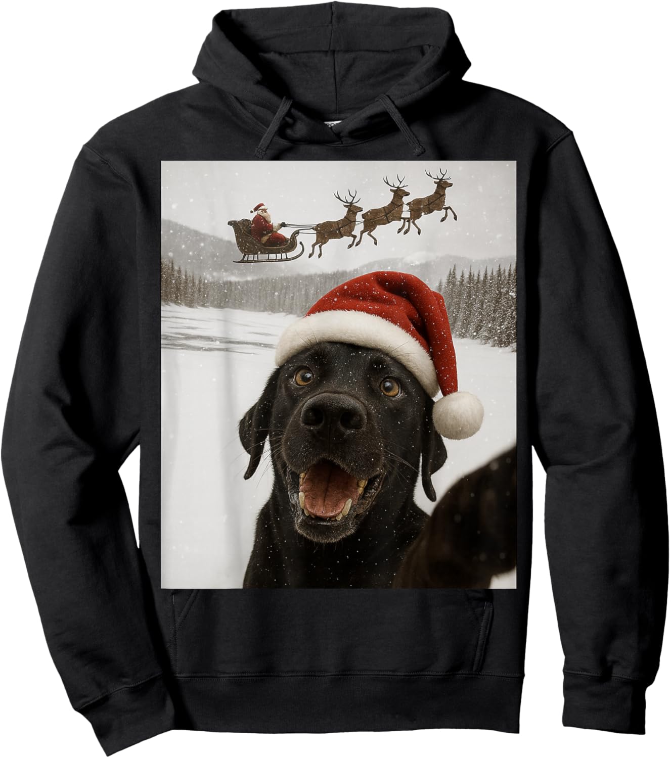 Dog Selfie with Santa Funny Christmas Dog Lovers Hoodie - Hoodie | Black