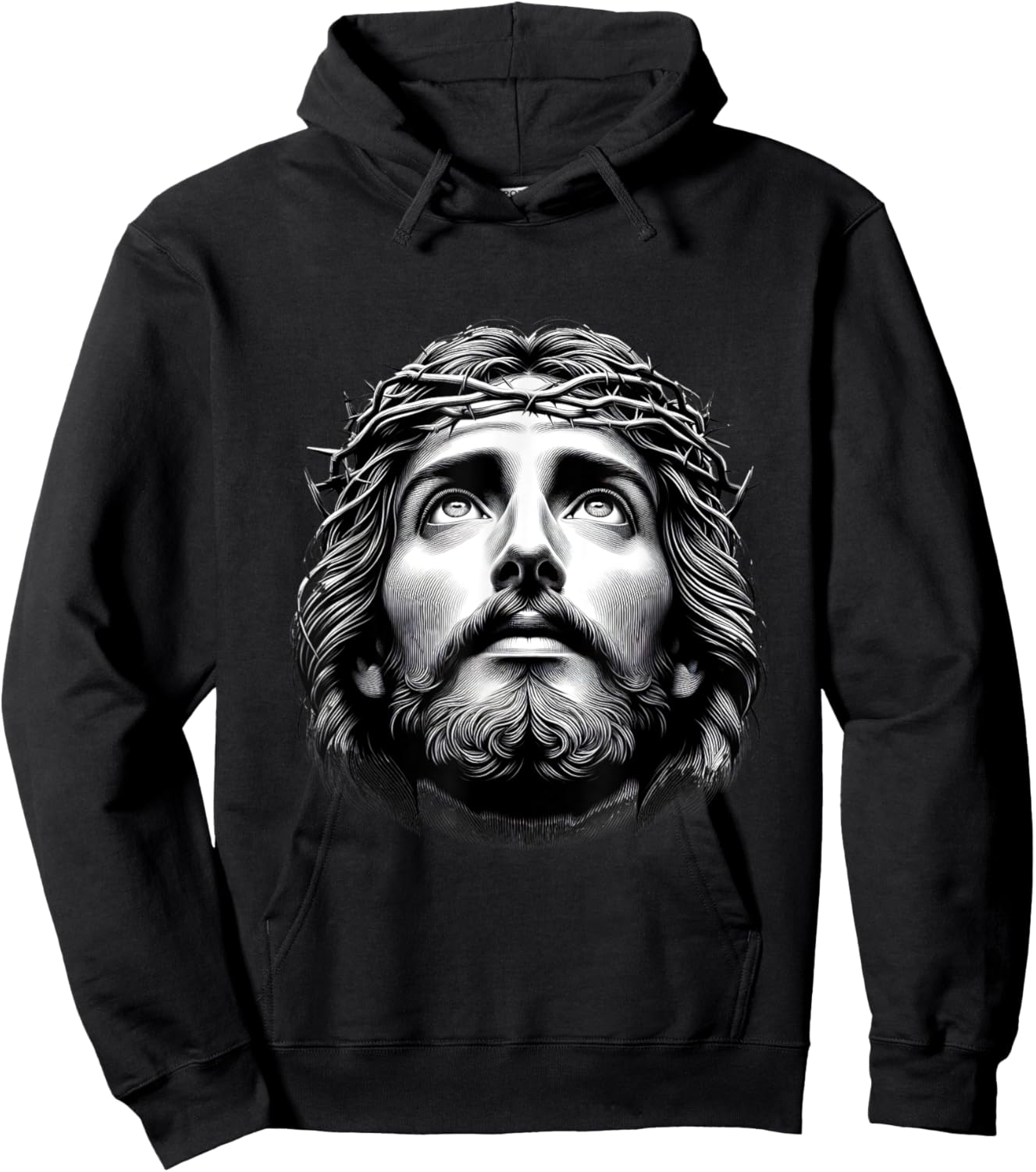 Jesus Christ Face With Crown Of Thorn God Bible Christian Hoodie - Hoodie | Black