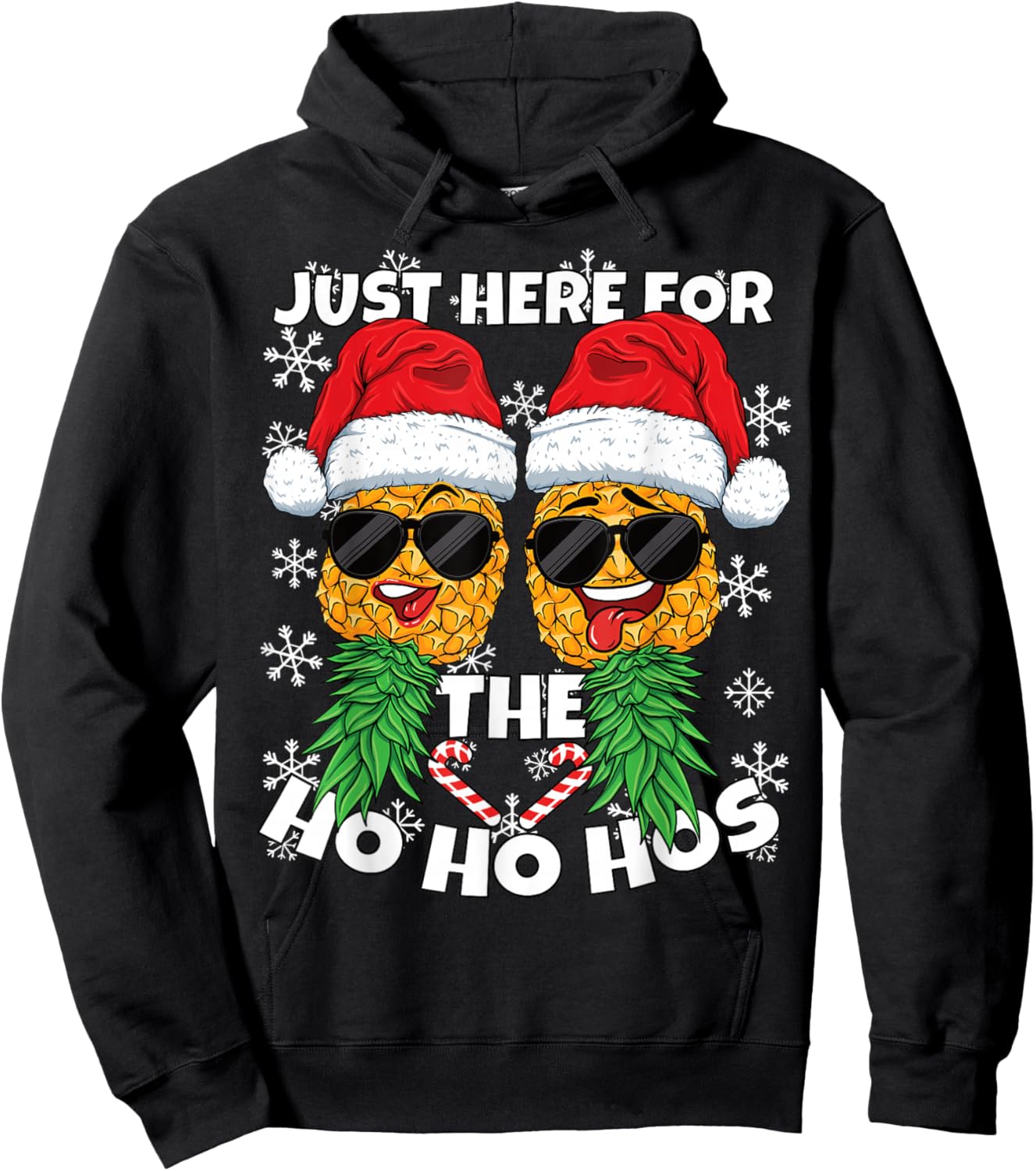 Swinger Here for the Ho Ho Hos Pineapple Christmas Hoodie - Hoodie | Black