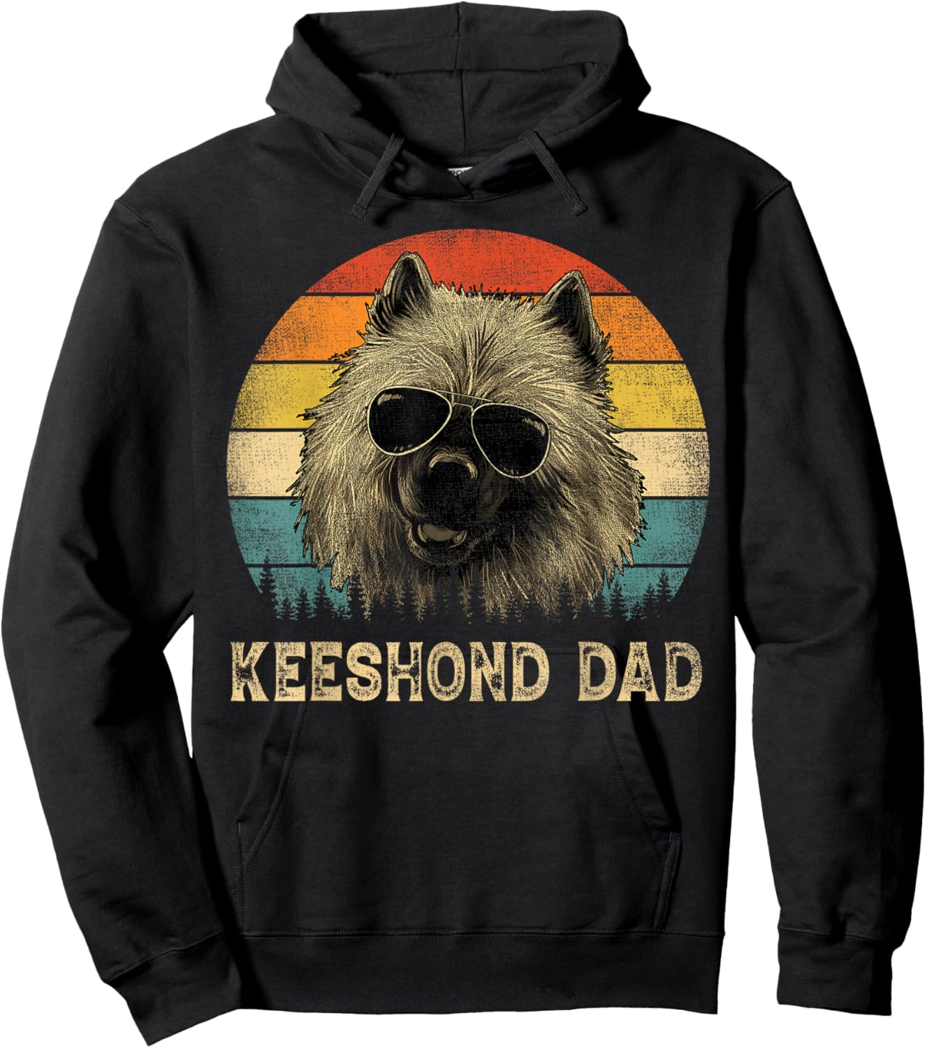 Vintage Keeshond Dad Dog Lovers Father's Day Hoodie - Hoodie | Black