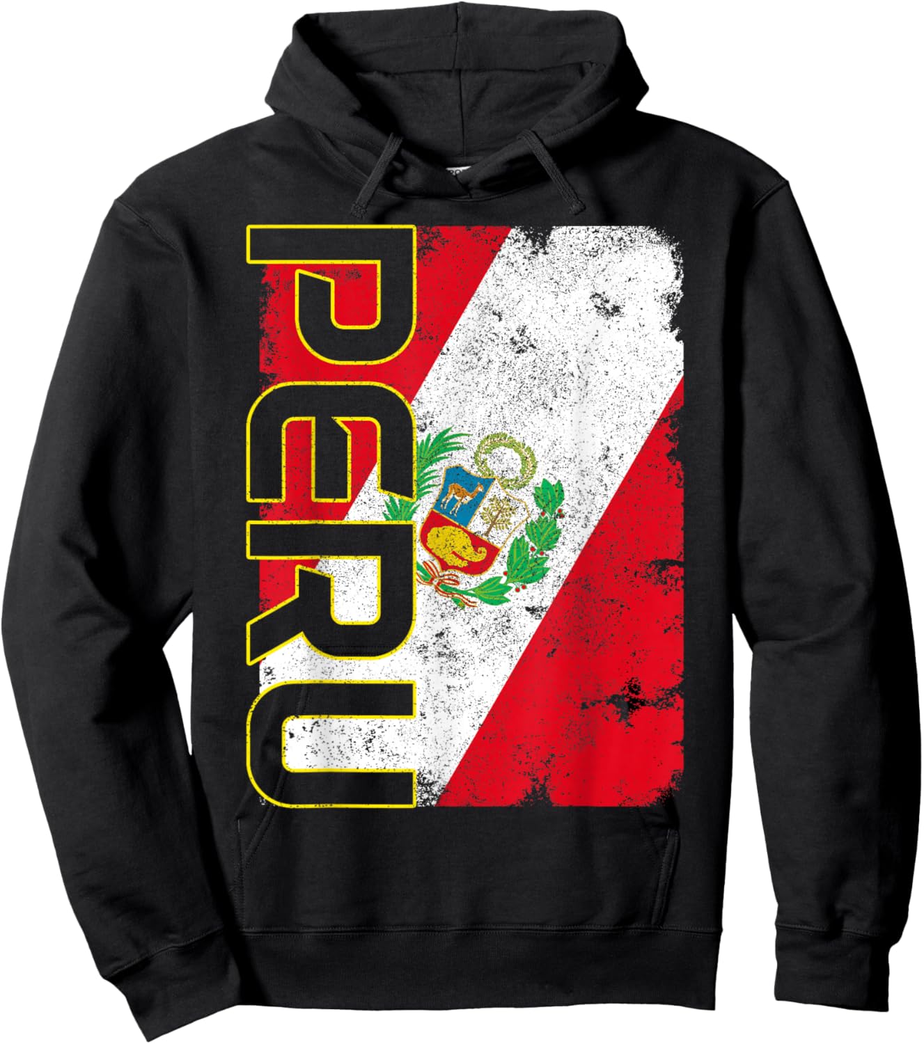 Peru Peruvian Flag Pride Vintage Hoodie - Hoodie | Black