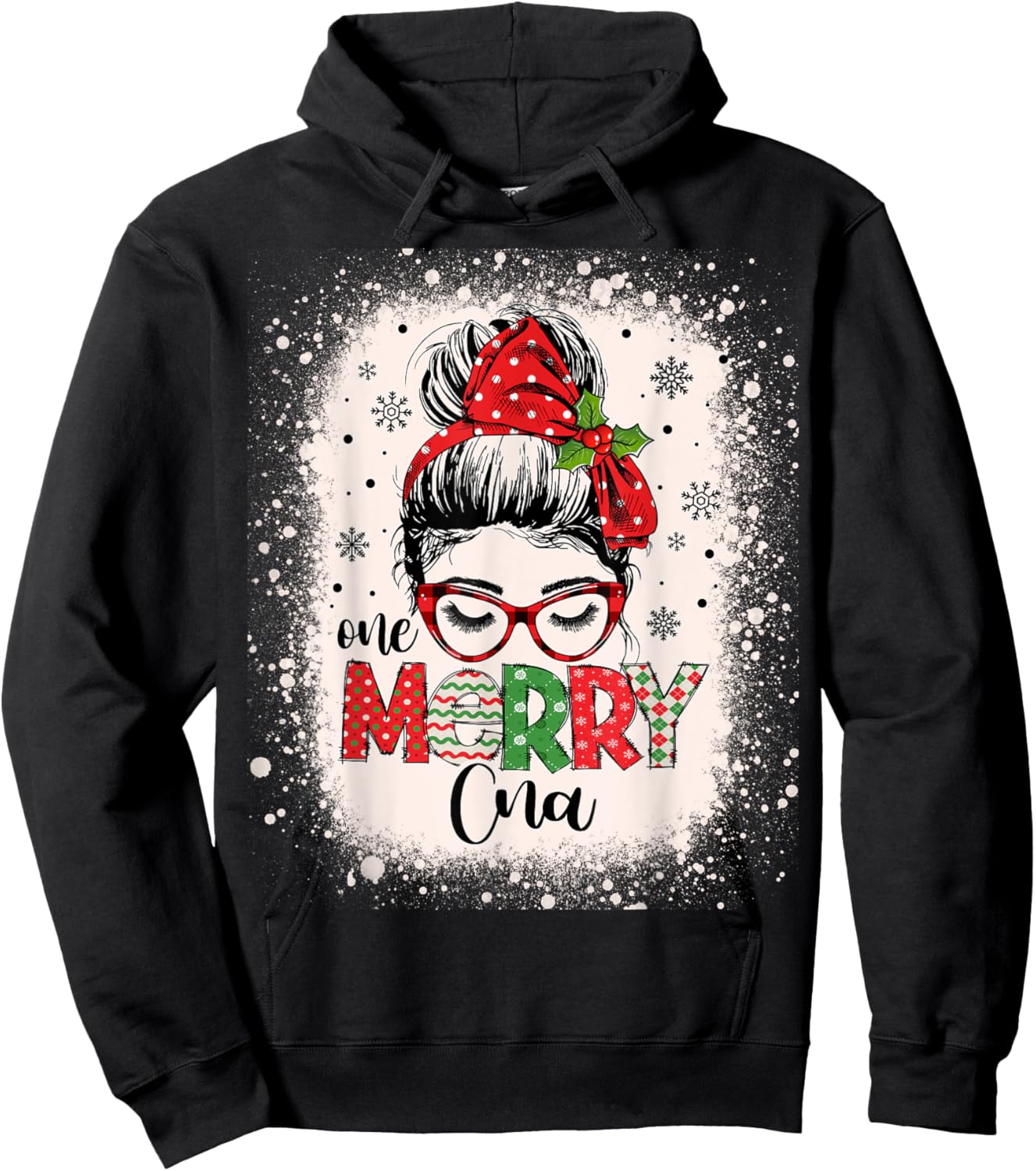 Cna Nurse Messy Bun Nurse's Aid Christmas Hoodie - Hoodie | Black