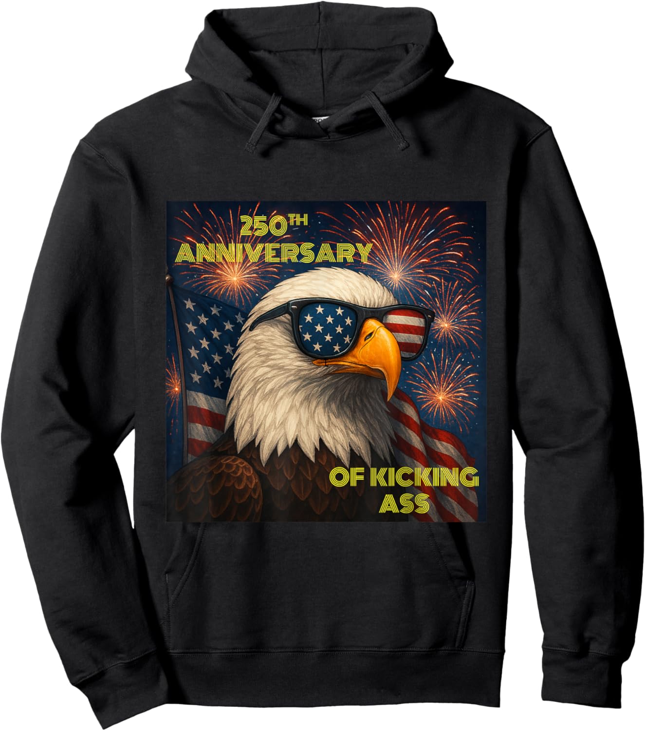 Merica 4th of July Merch. USA Eagle 250th Anniversary Hoodie - Hoodie | Black
