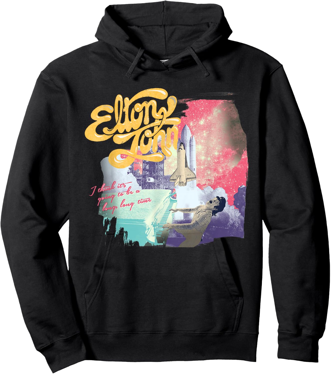 Official Elton John Colorful Long Time Black Hoodie - Hoodie | Black