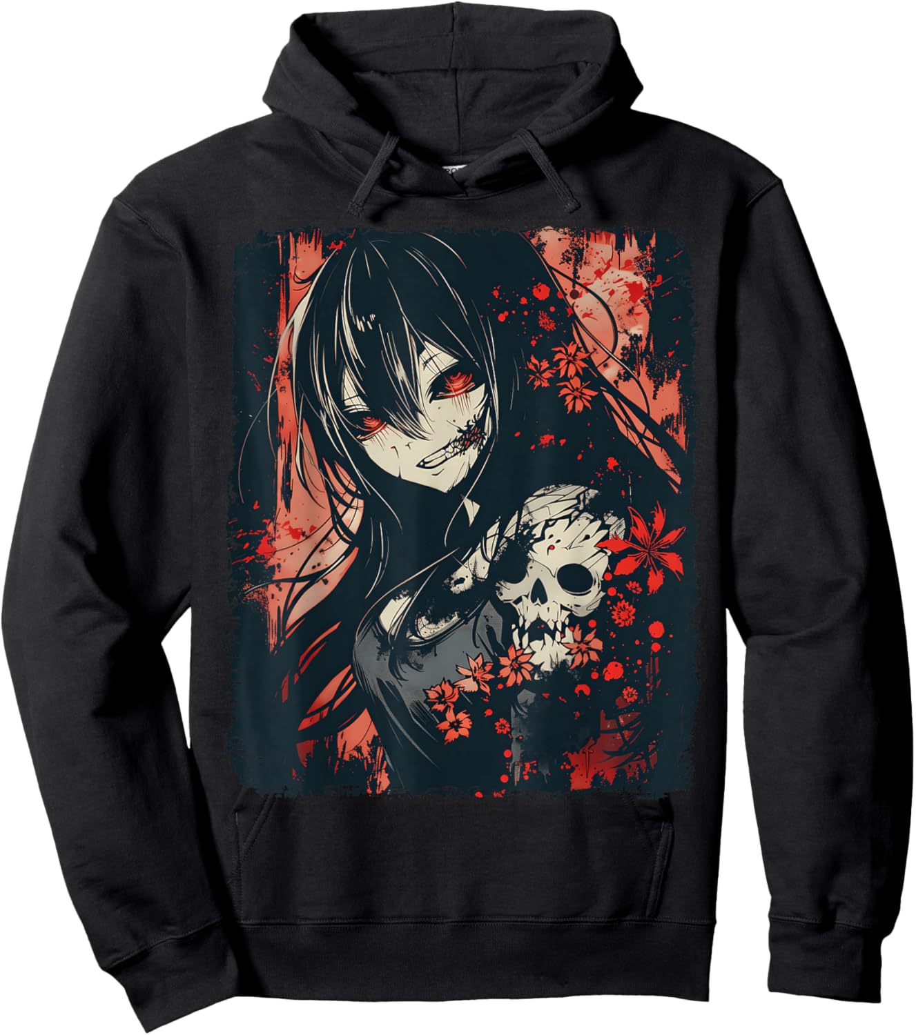 Anime Horror Girl Aesthetic Japanese Creepy Kawaii Goth Hoodie - Hoodie | Black