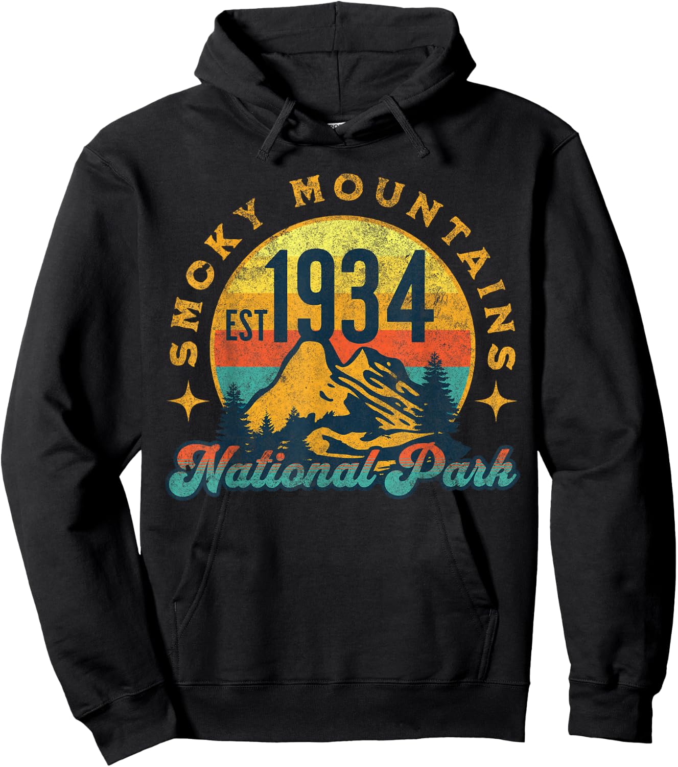 Smoky Mountains Nature Mountains Hiking Outdoors Vintage Hoodie - Hoodie | Black