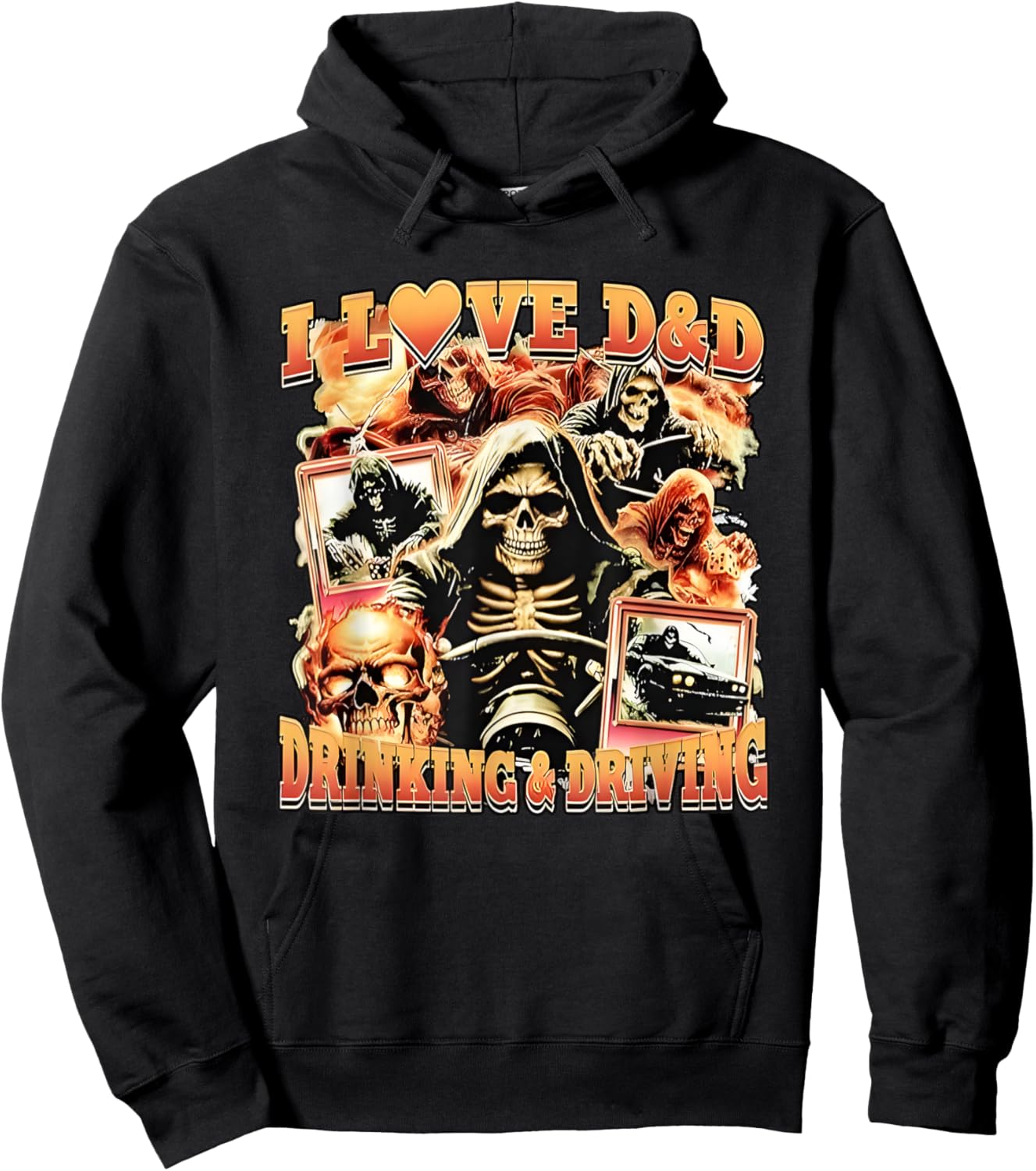 I love D&D Drinking & Driving Death Reaper Hoodie - Hoodie | Black