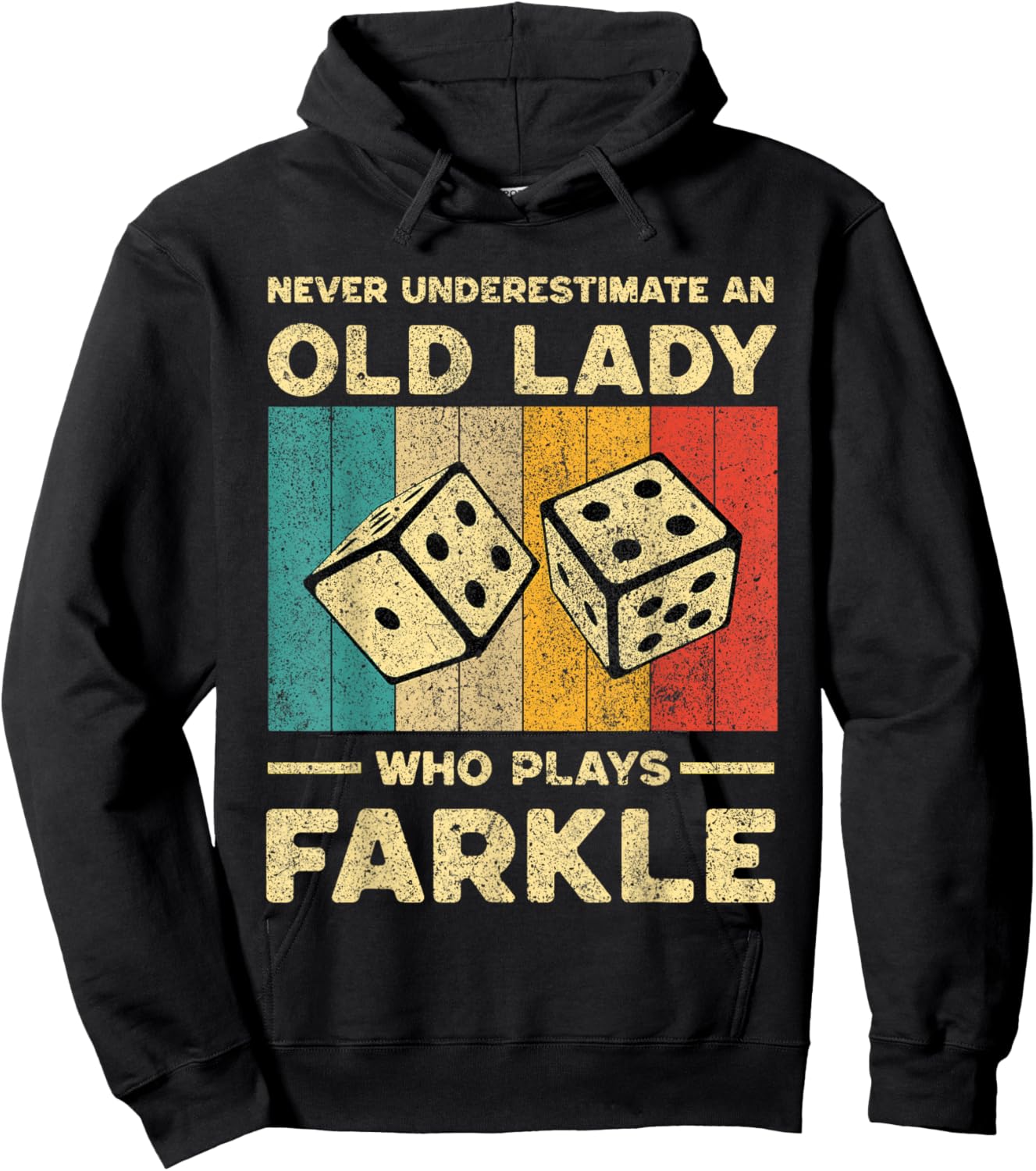 Never Underestimate Old Lady Who Plays Farkle | Farkle Dice Hoodie - Hoodie | Black