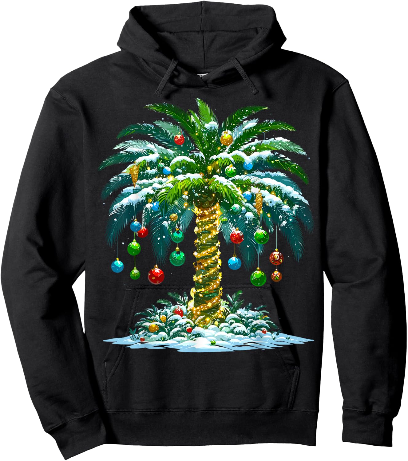 Christmas Palm Tree Hawaiian Tropical Xmas Hoodie - Hoodie | Black