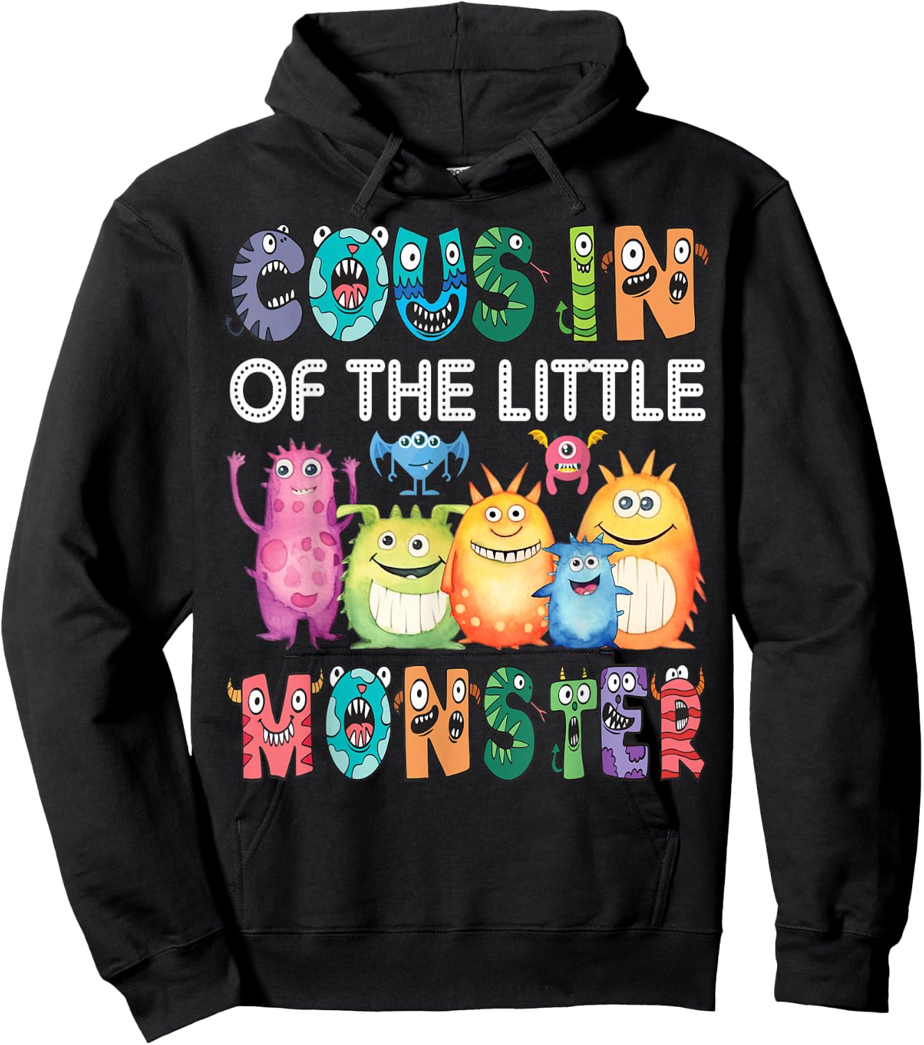 Cousin Of The Little Monster Kids 1St Birthday Party Hoodie - Hoodie | Black