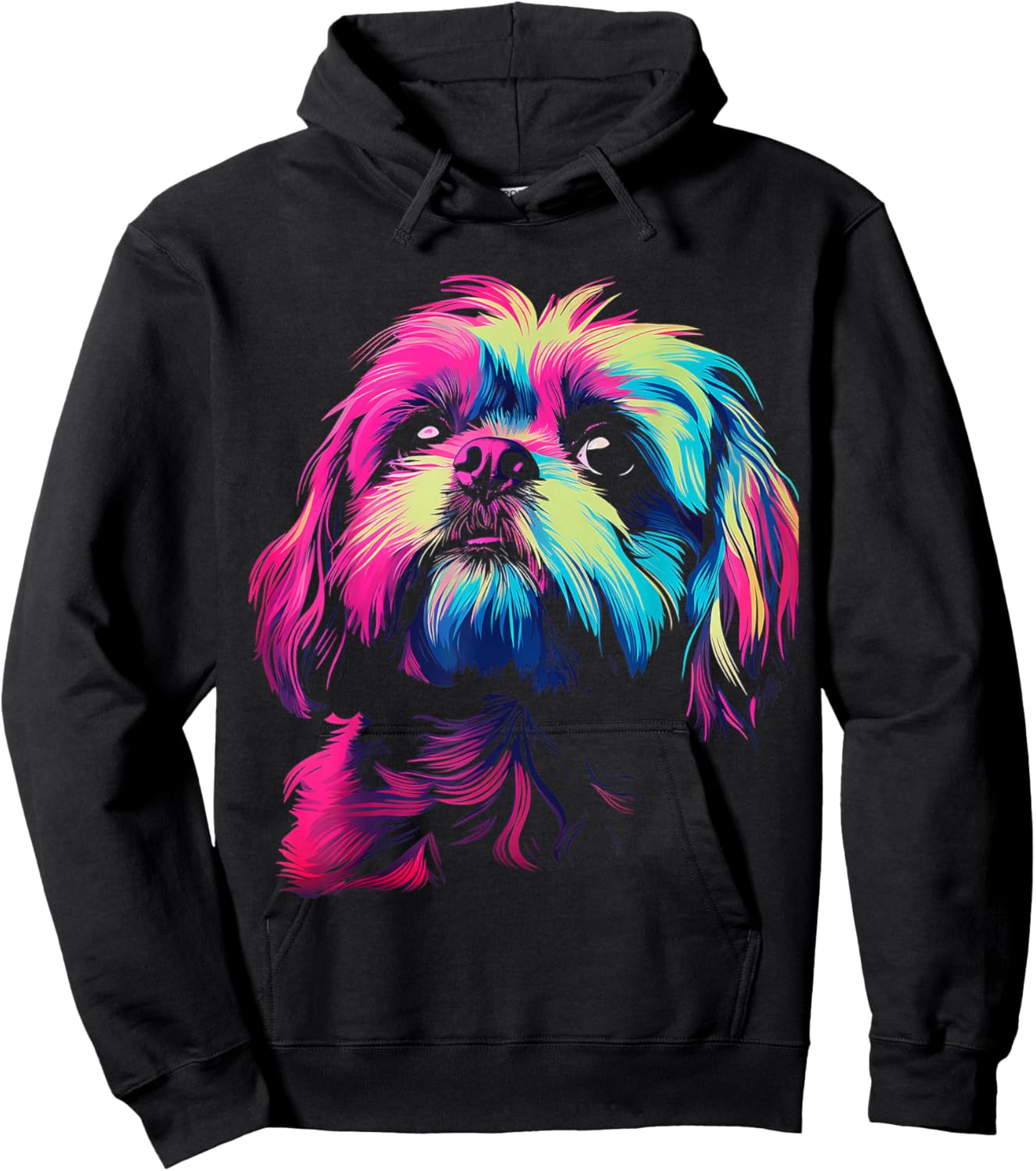 Shih Tzu Graphic Pet Illustration Dog Shih Tzu Hoodie - Hoodie | Black