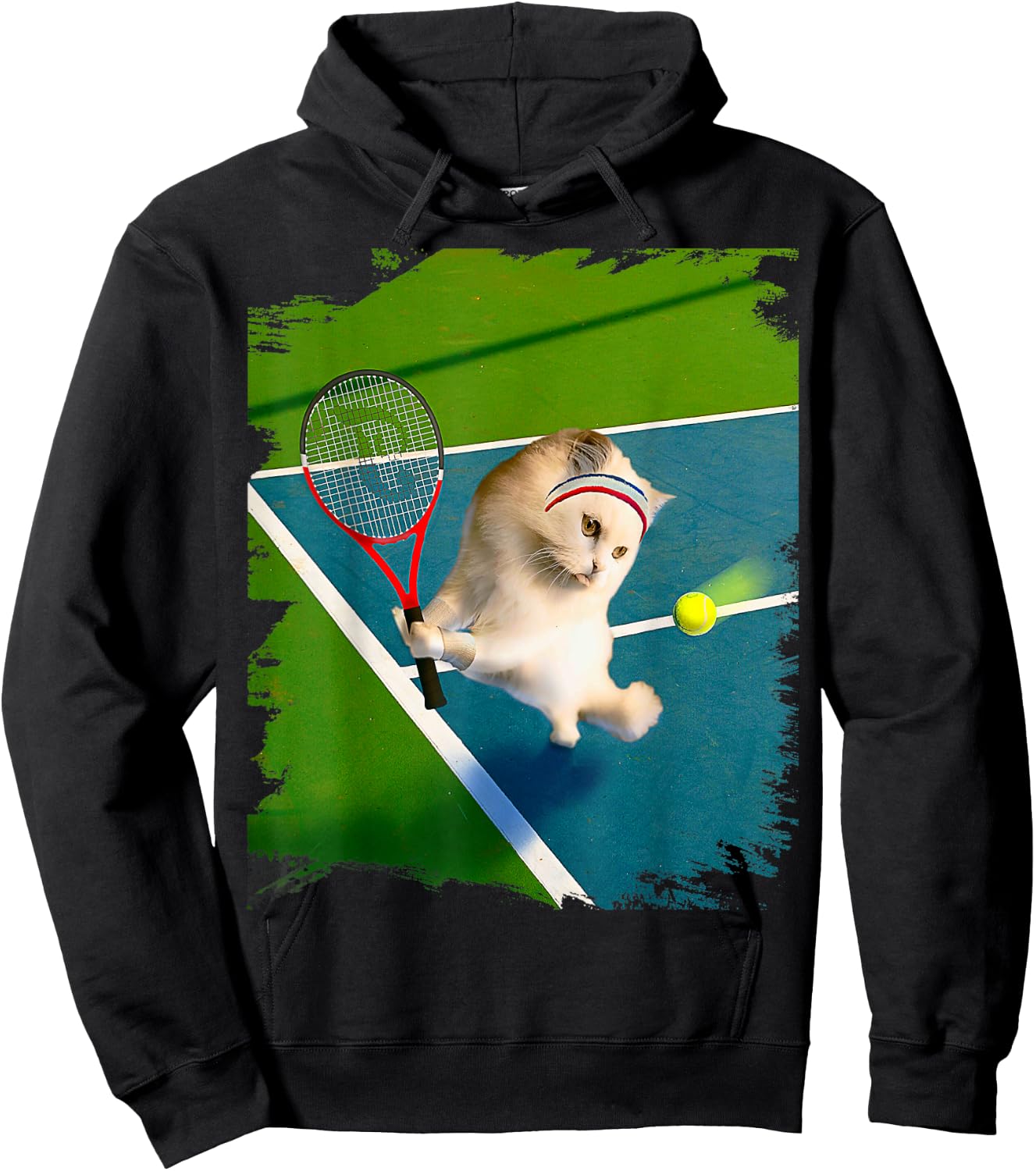 Persian Cat Playing Tennis Hoodie - Hoodie | Black
