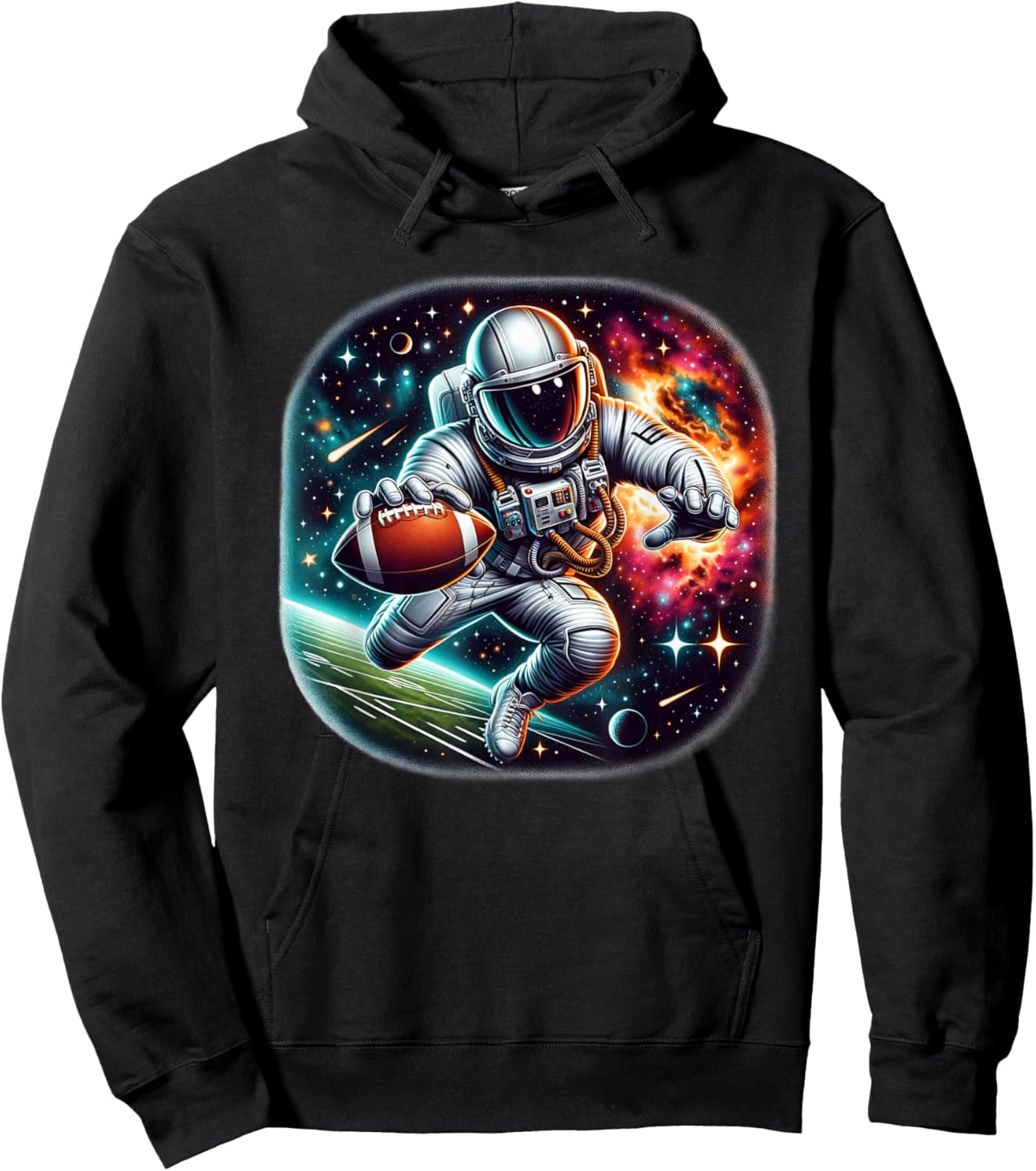 Astronaut Playing Football In Space Hoodie - Hoodie | Black