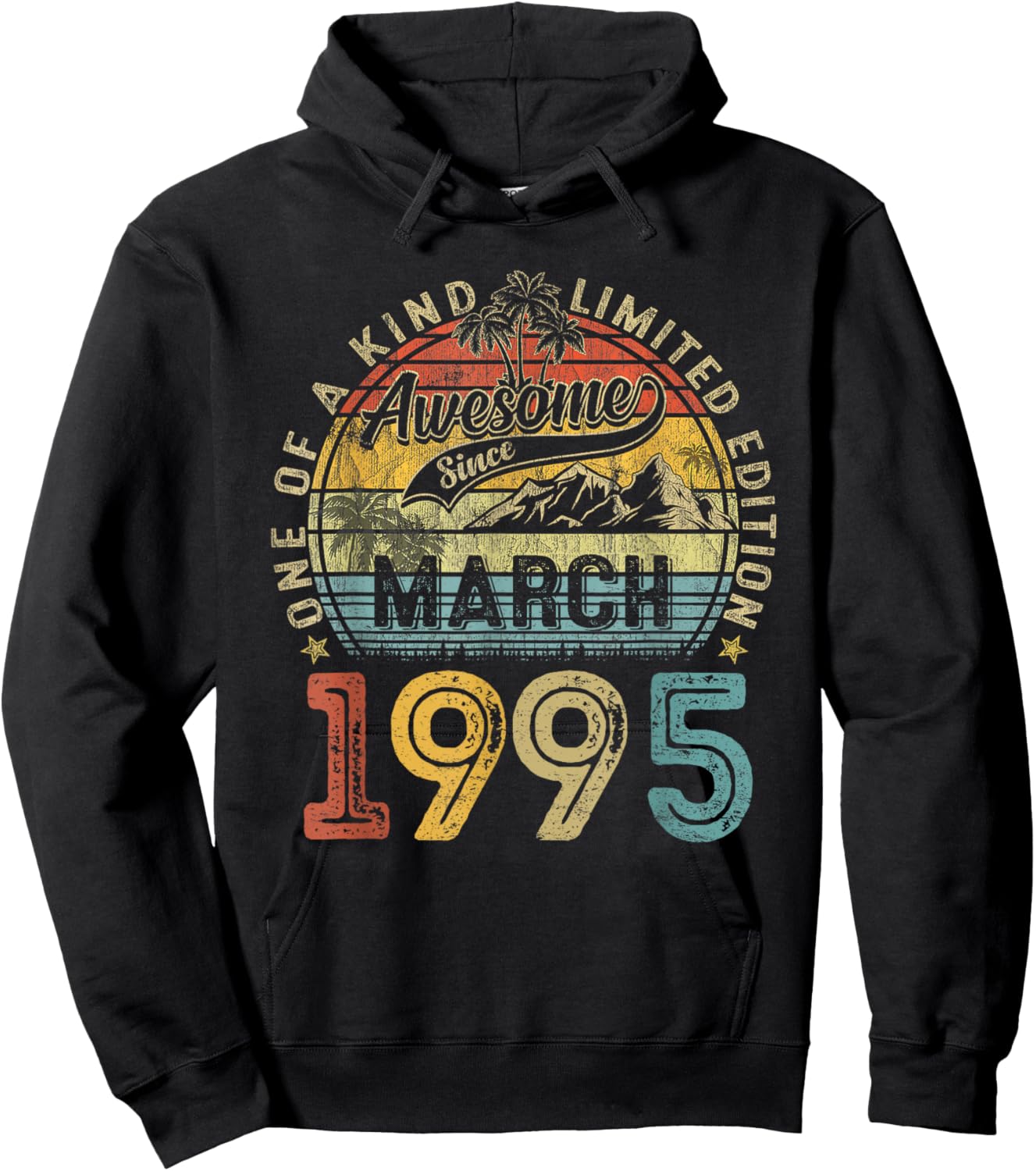 Vintage 30 Years Old Awesome Since March 1995 30th Birthday Hoodie - Hoodie | Black