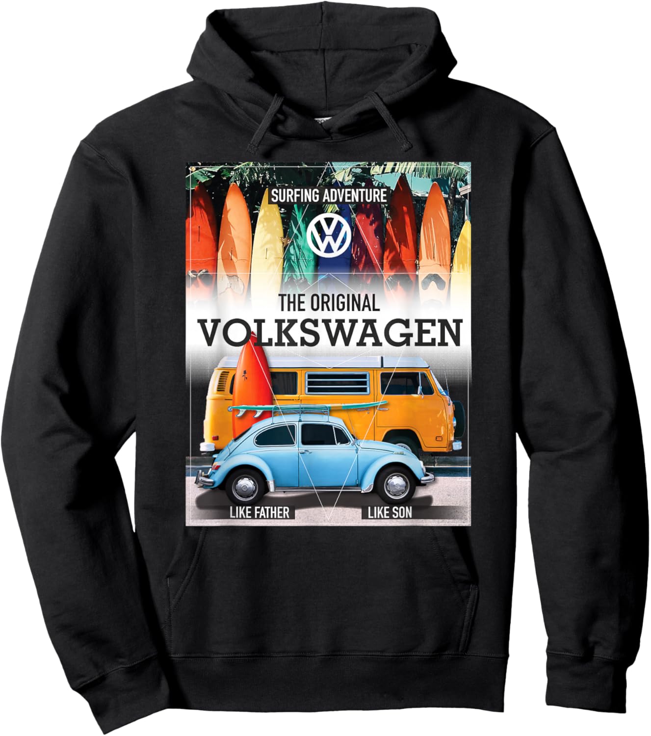Volkswagen Surfing Adventure Beetle & Camper Hoodie - Hoodie | Black