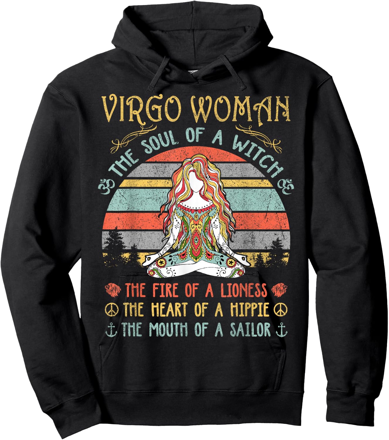 Virgo Woman The Soul Of A Witch Vintage Birthday Hoodie - Hoodie | Black
