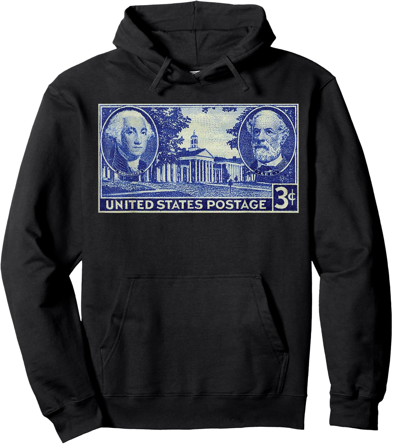 USA History Vintage Stamp George Washington & Robert E Lee Hoodie - Hoodie | Black
