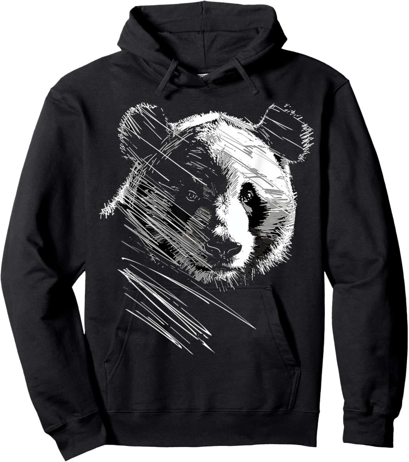 Panda Drawing Animal Abstract Art Panda Hoodie - Hoodie | Black