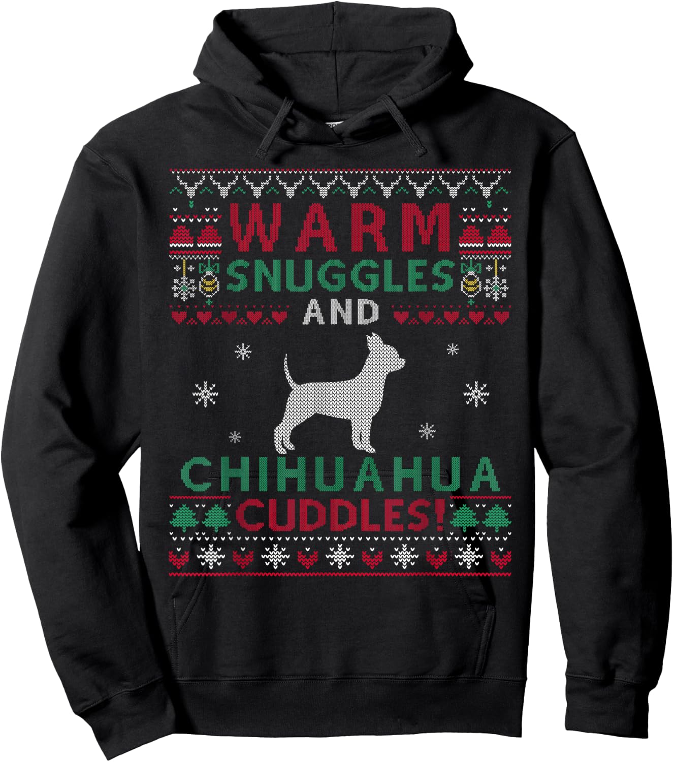 Christmas Chihuahua Dog Cuddles Pet Owners Women Kids Hoodie - Hoodie | Black