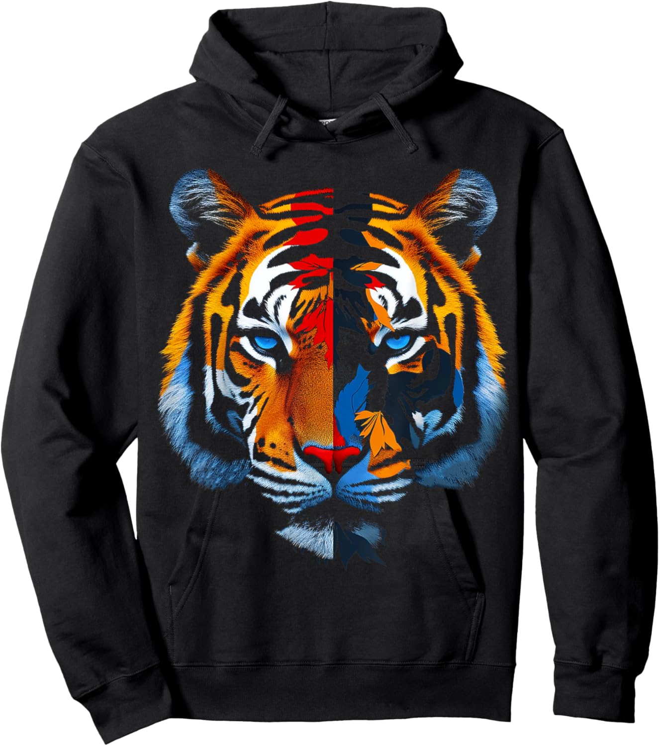 Tiger Face Animal Print Art Portrait Graphic Tiger Hoodie - Hoodie | Black