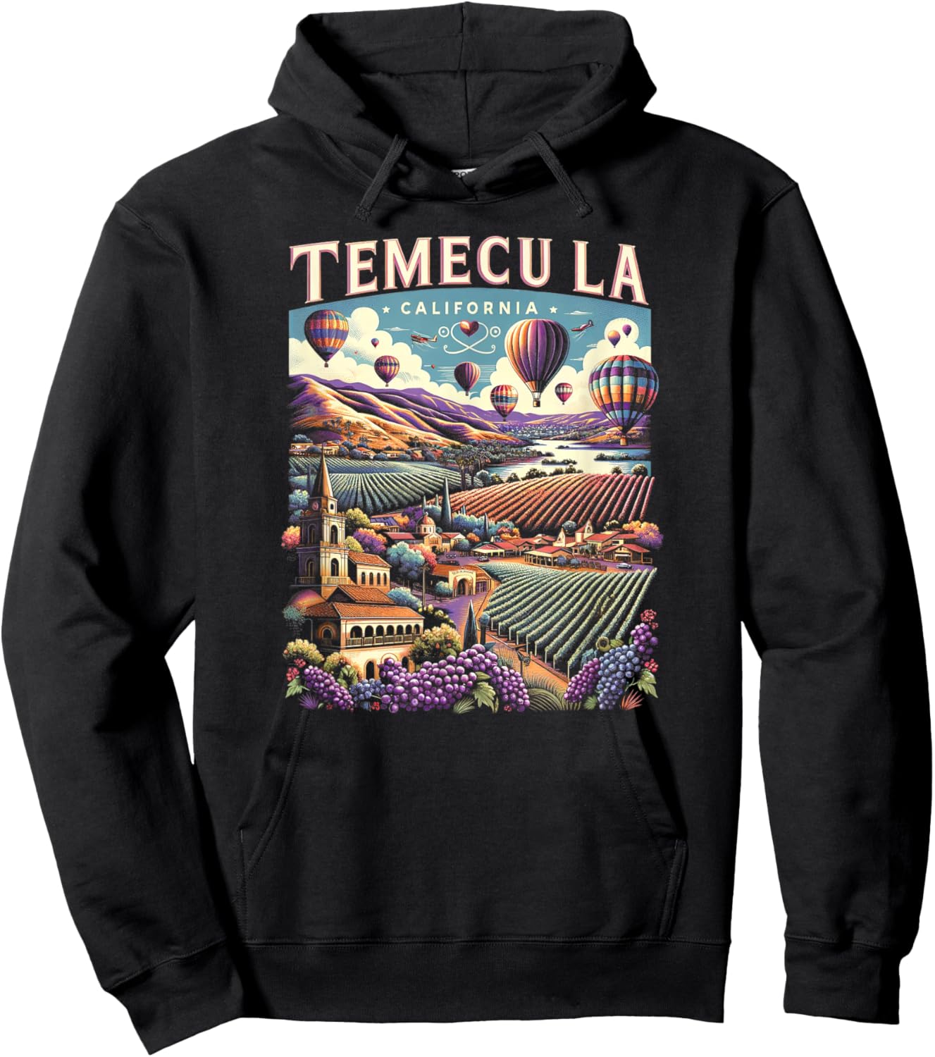 Temecula California Retro Sunset Vintage Inspired Hoodie - Hoodie | Black