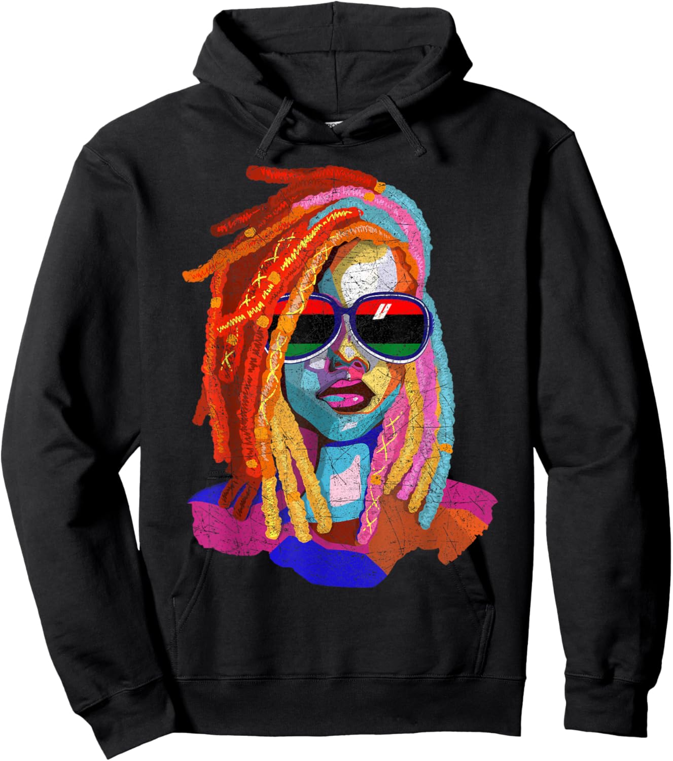 Loc'd Hair Art African American Woman Girl Black Queen Hoodie - Hoodie | Black