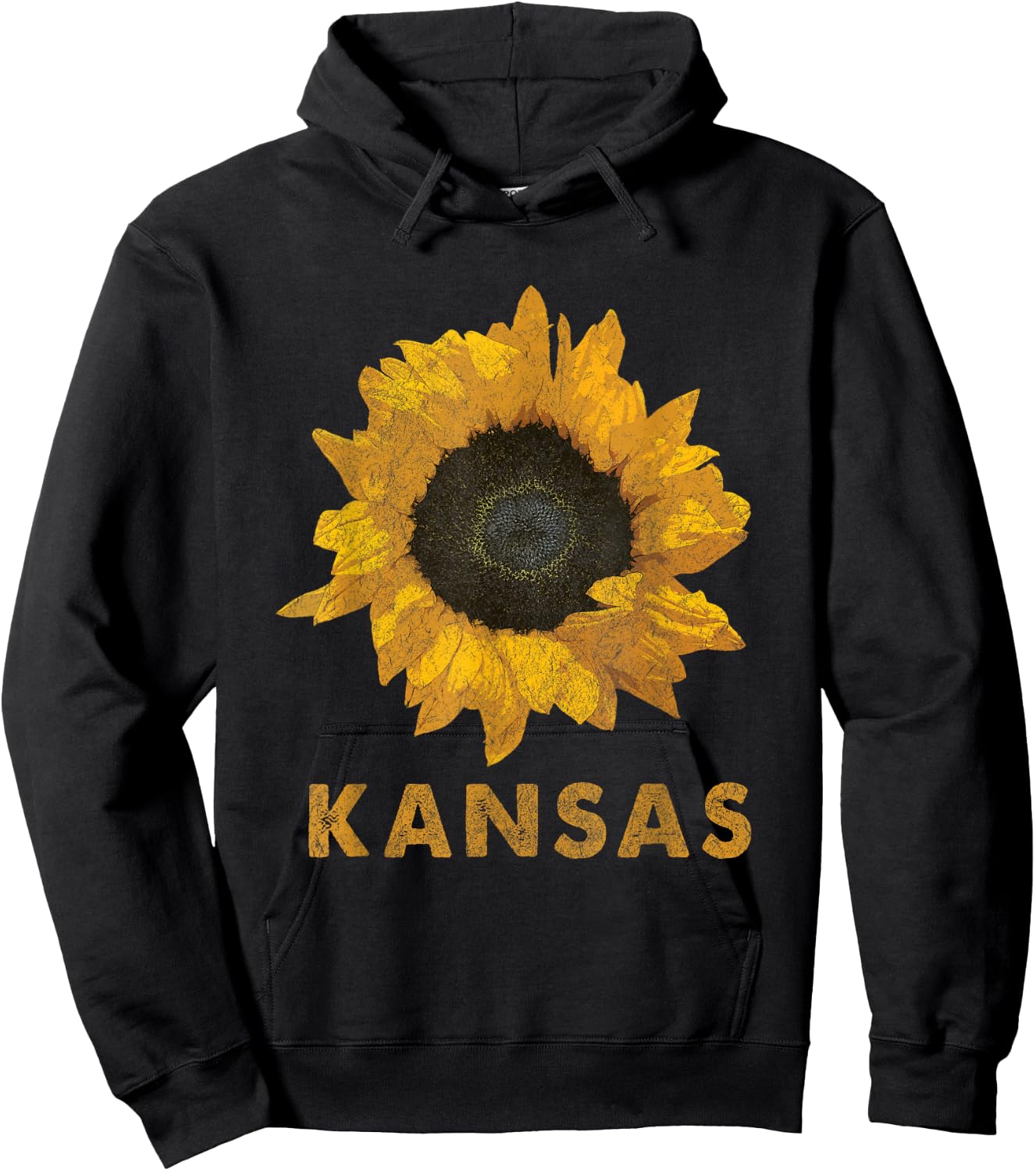 Kansas State Flower / Sunflower Print / Vintage Style Hoodie - Hoodie | Black