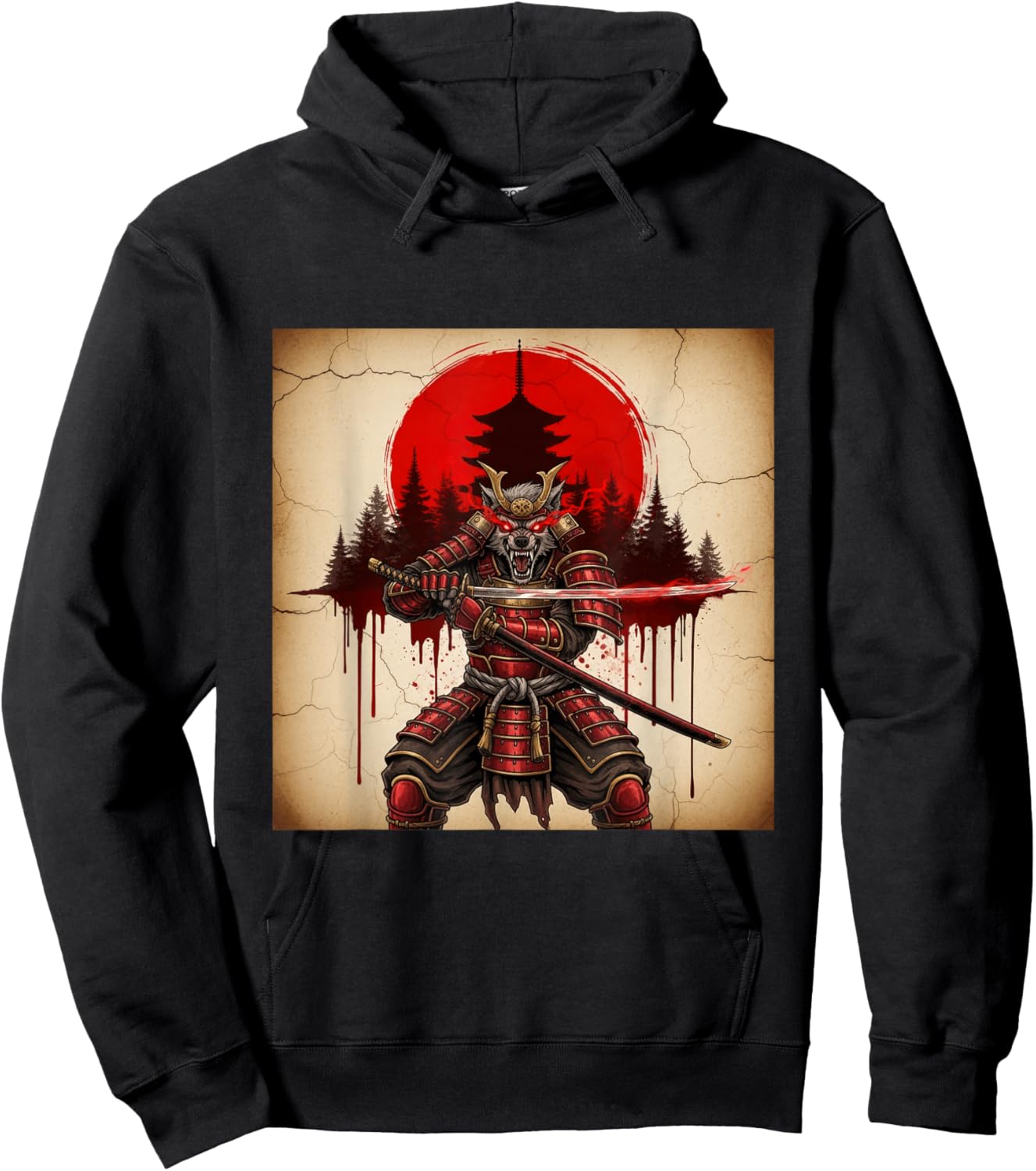 Samurai Werewolf Warrior Dark Japanese Mythology Art Hoodie - Hoodie | Black