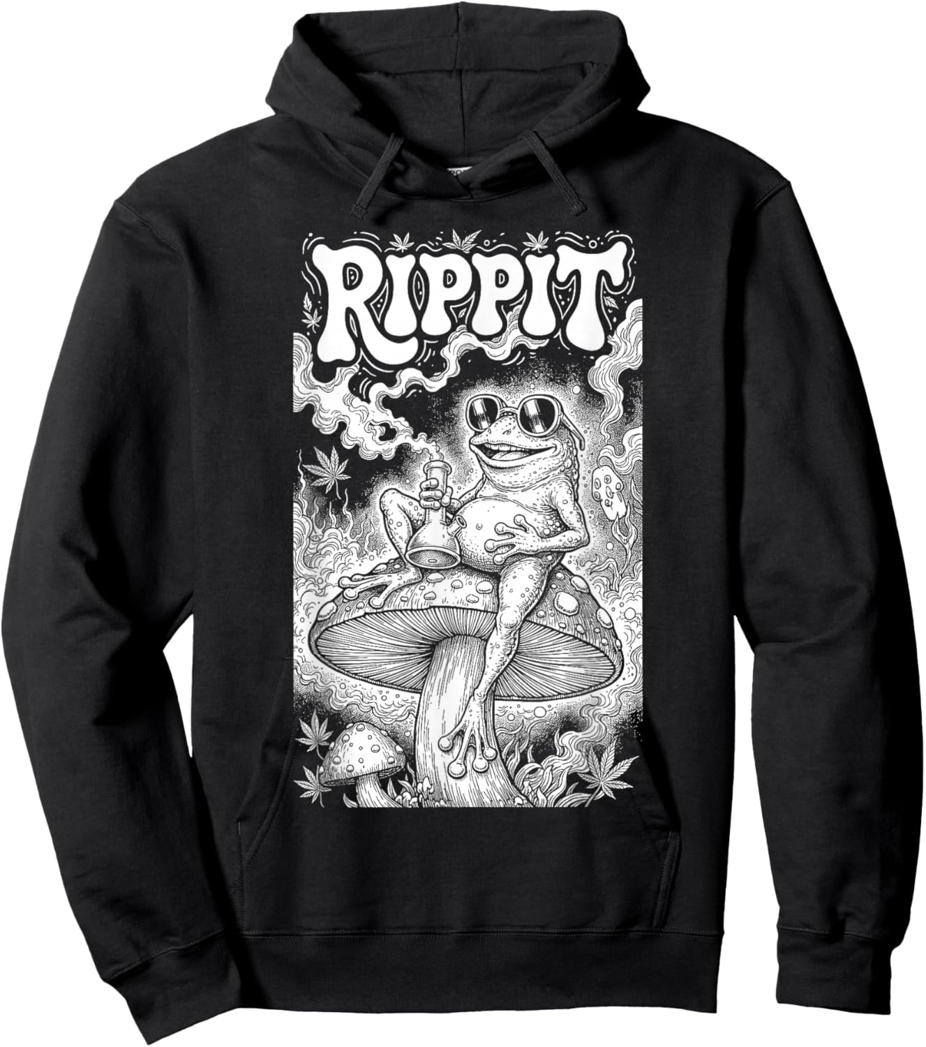 Rippit Stoner Frog Funny Weed Marijuana Pot Smoker 420 Hoodie - Hoodie | Black