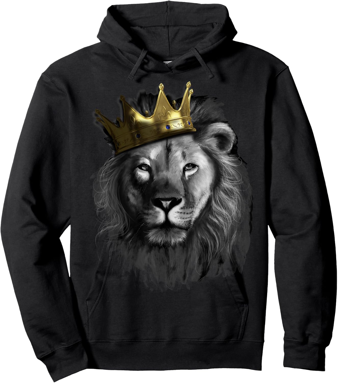 King Lion With Crown Street Art Hoodie - Hoodie | Black