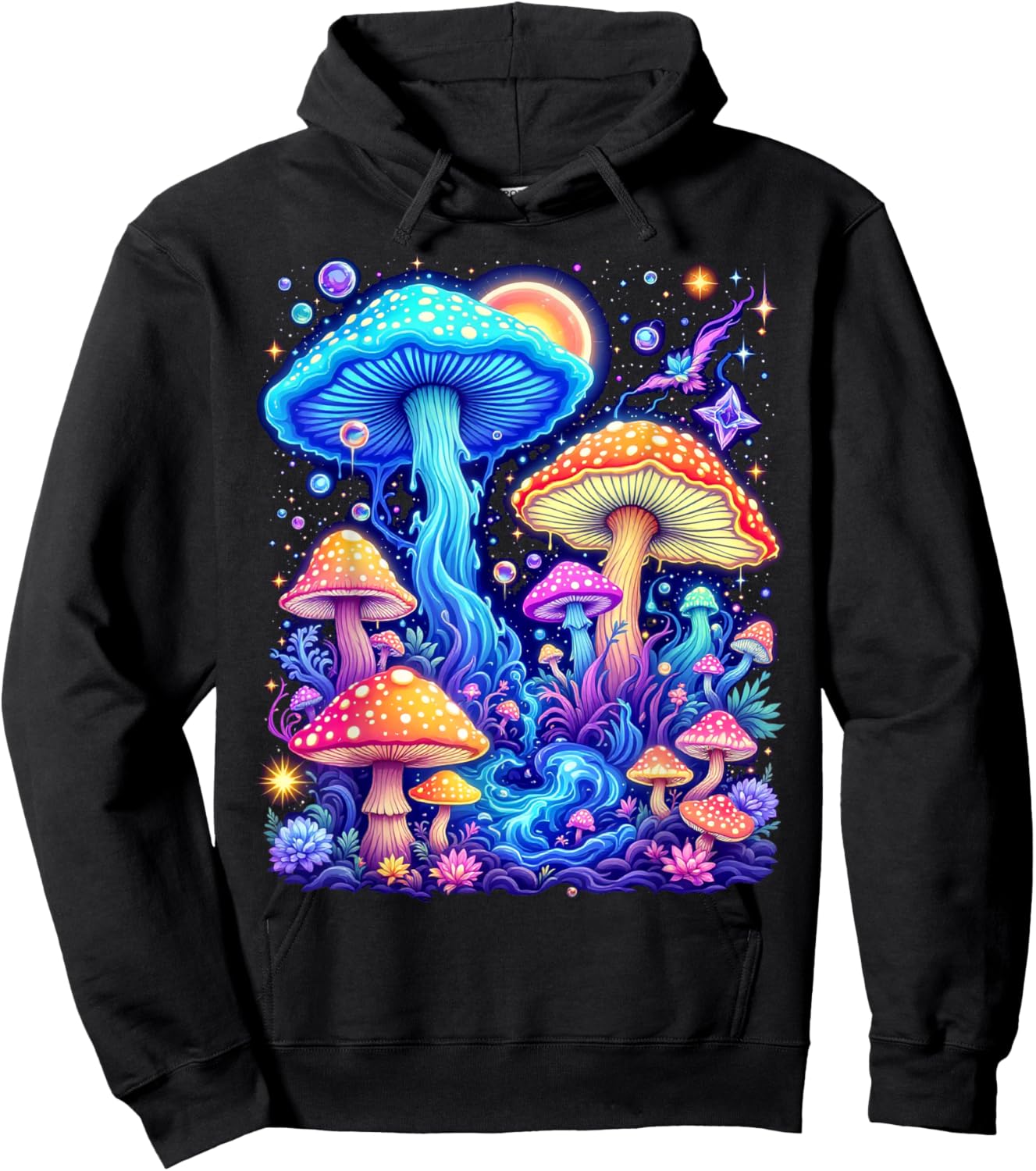 Psychedelic Mushroom , Black, S Hoodie - Hoodie | Black