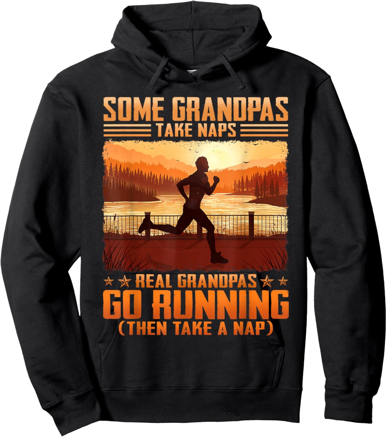 Some Grandpas Take Naps Real Grandpas Go Running Hoodie - Hoodie | Black
