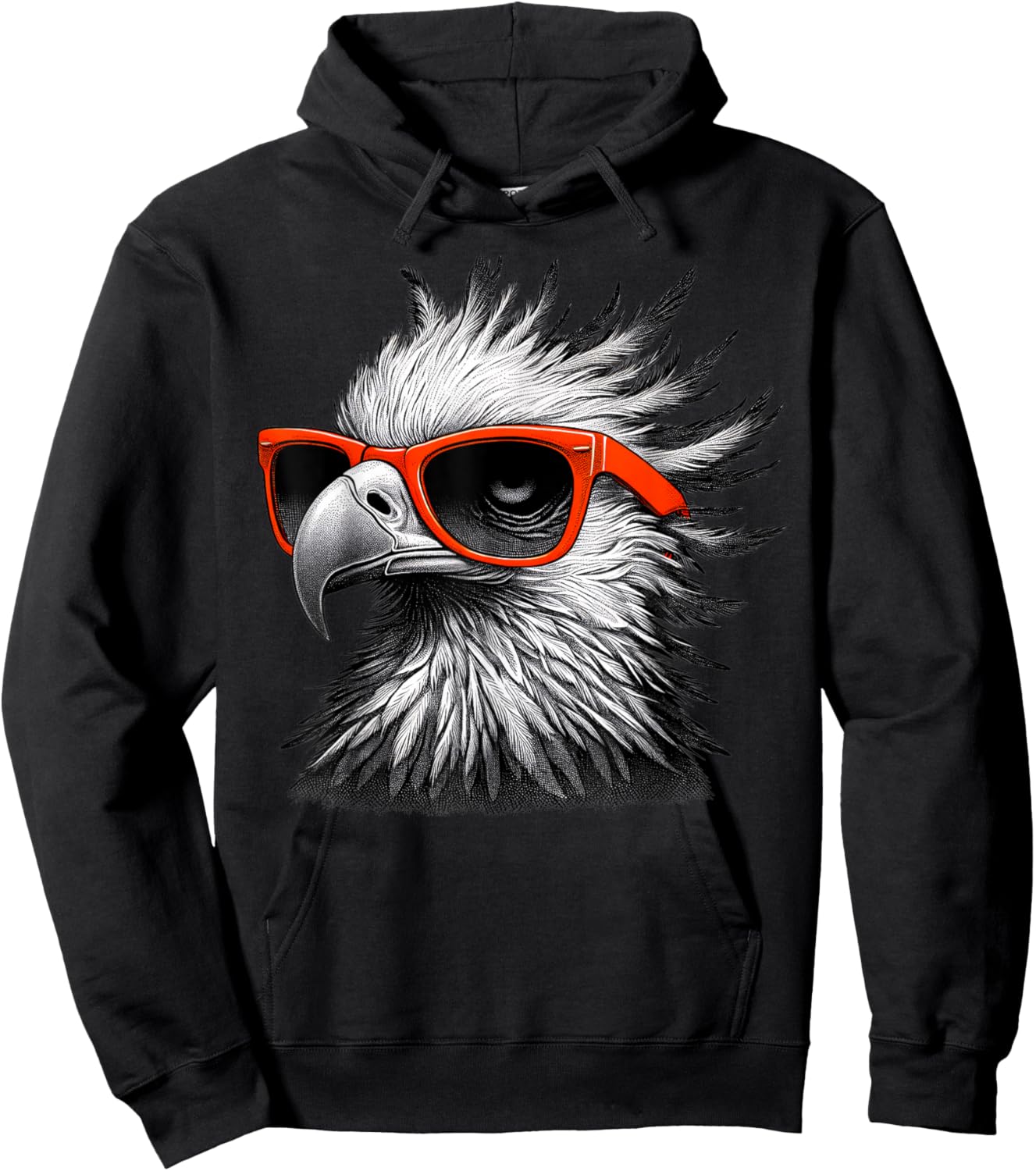 Cool Secretary Bird Wearing Sunglasses Graphic Art Hoodie - Hoodie | Black
