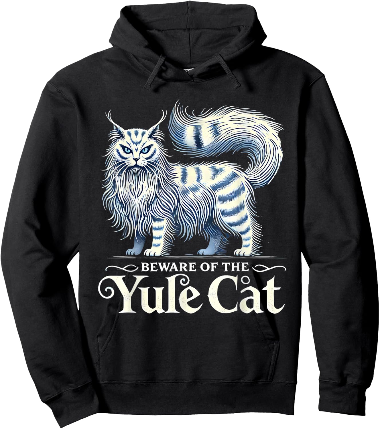 Beware of the Yule Cat Jolakotturinn Icelanic Folklore Hoodie - Hoodie | Black