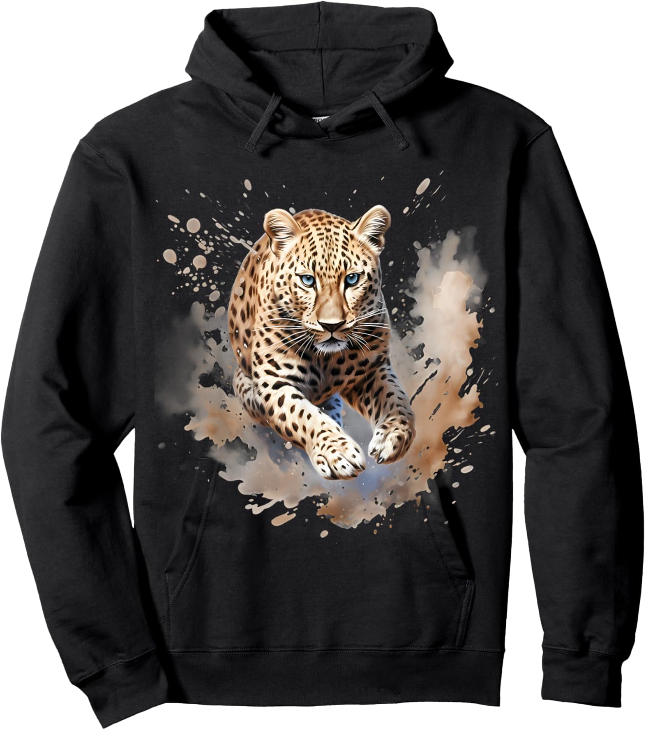 Leopard Safari Tier Kunst Natur Tierwelt Kunstwerk Splash Hoodie - Hoodie | Black