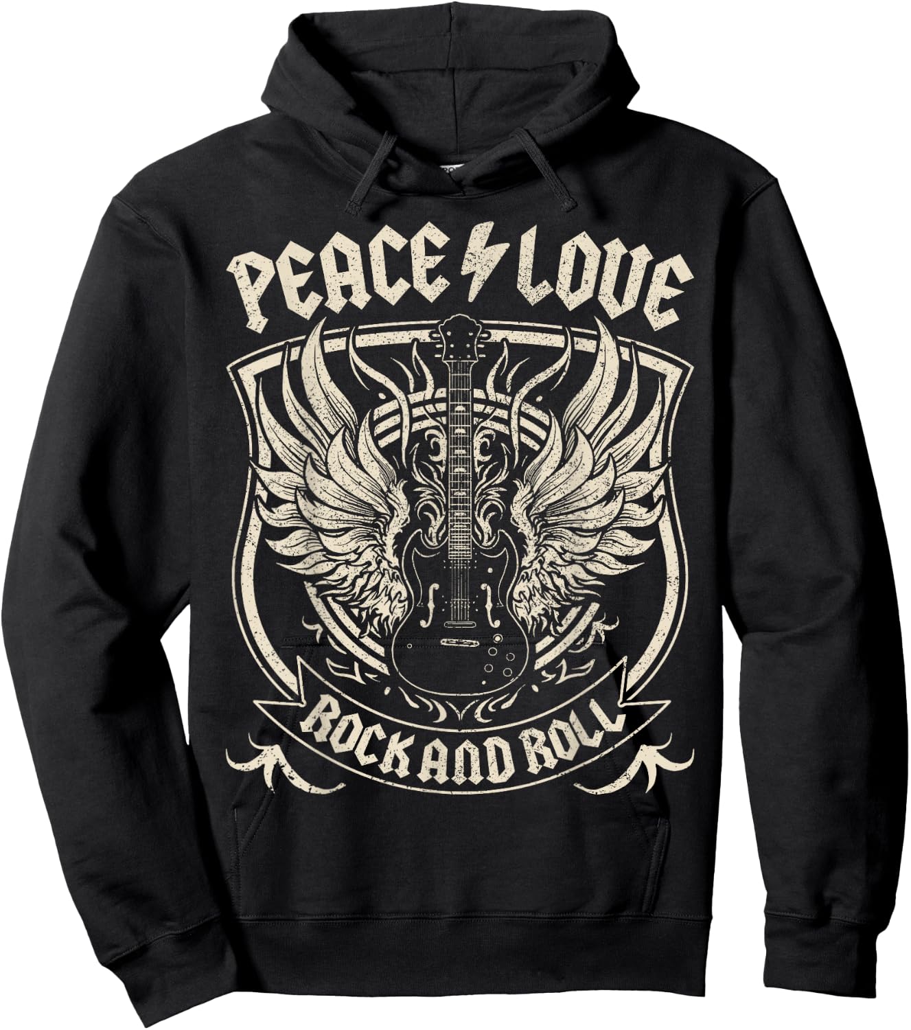 Rock Band Rock Concert Peace Love Rock And Roll Costume Rock Hoodie - Hoodie | Black