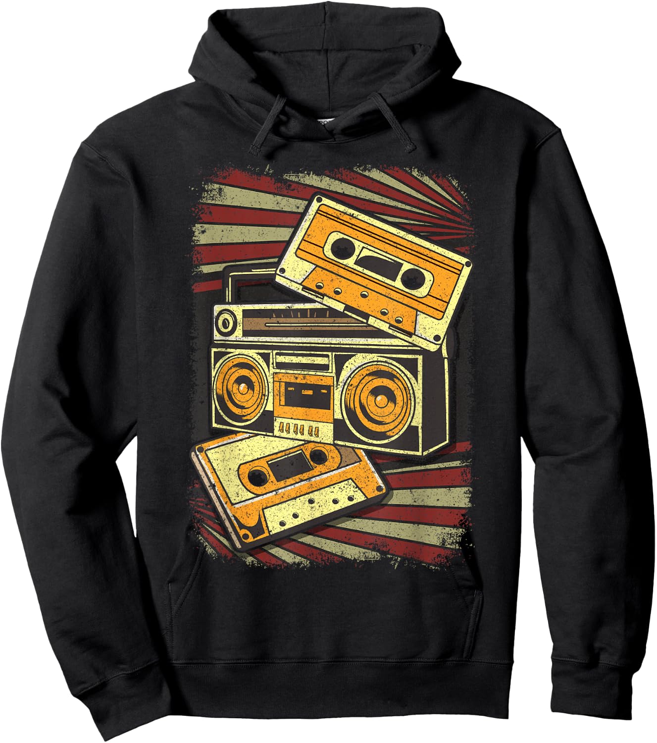 Retro Vintage Boombox 80's Music Old School Radio Boombox Hoodie - Hoodie | Black