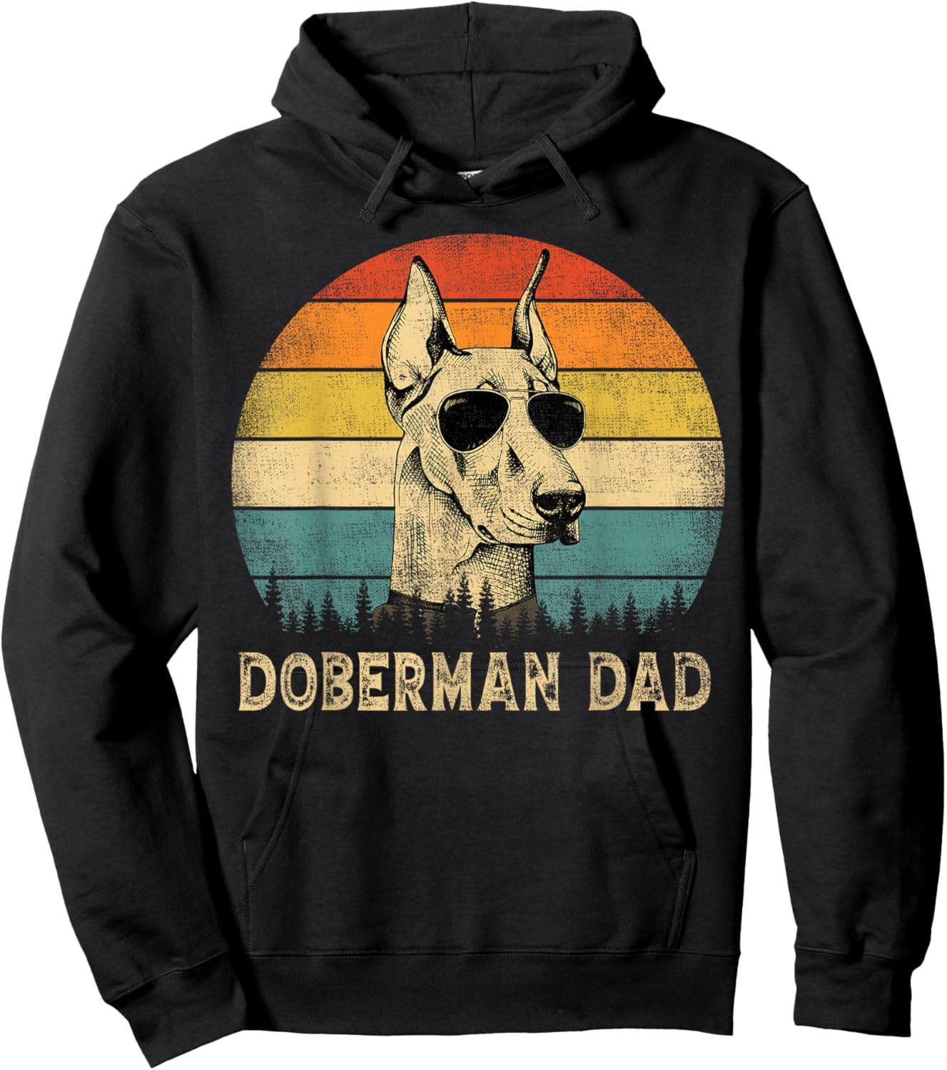 Vintage Doberman Dad Dog Lovers Father's Day Hoodie - Hoodie | Black
