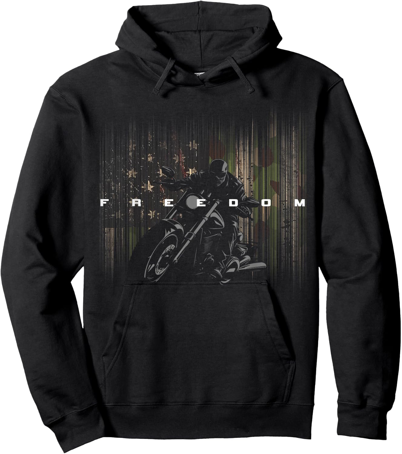 American Flag Camouflage Motorcycle Hoodie - Hoodie | Black