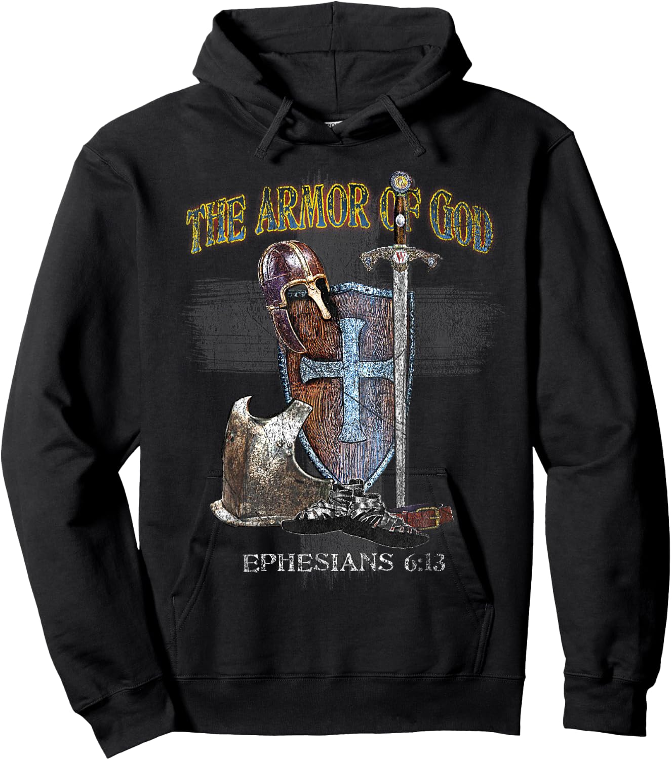 The Whole Armor of God - Ephesians 6:11 - Stand Therefore Hoodie - Hoodie | Black