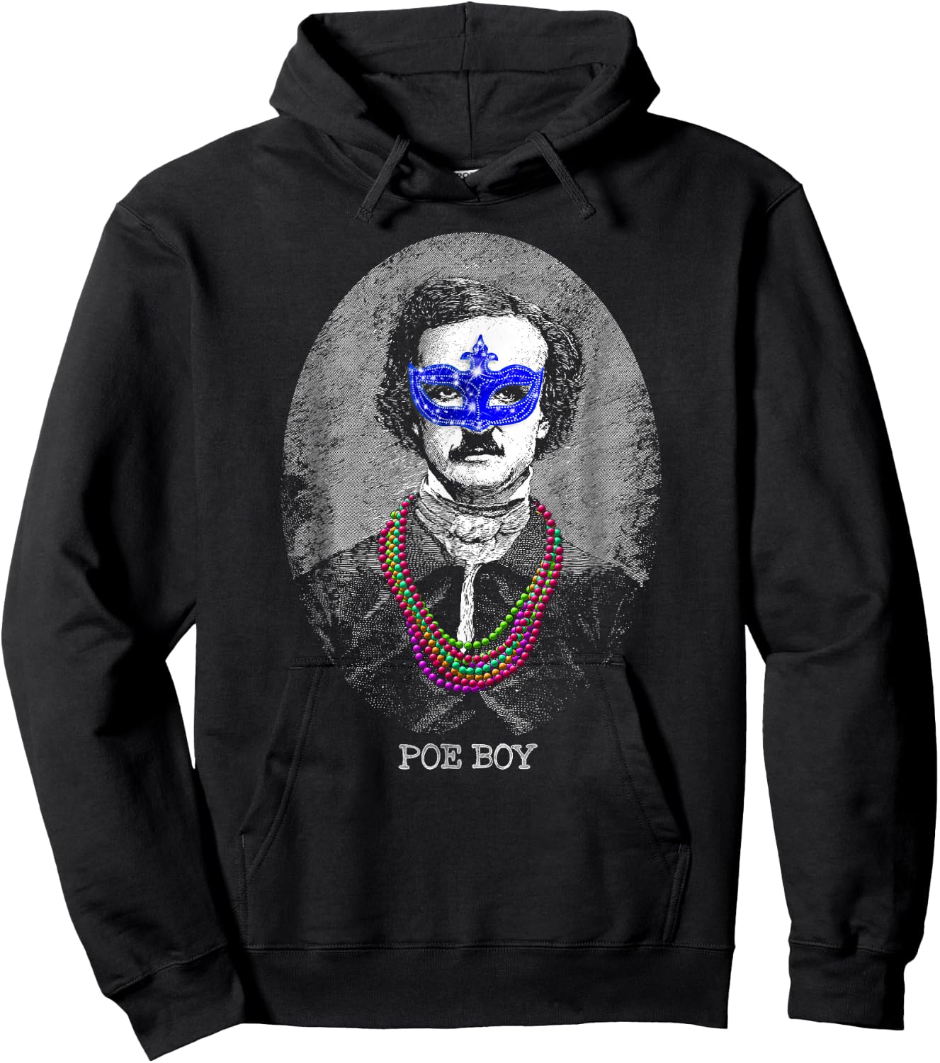 Funny Edgar Allan Poe Mardi Gras Mashup Hoodie - Hoodie | Black