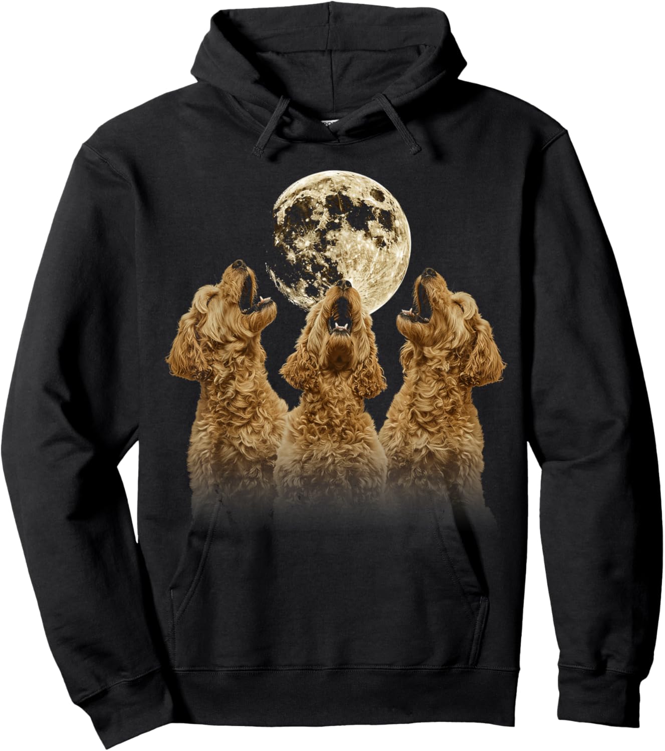 Golden Doodle Goldendoodle Dog Howling Moon Hoodie - Hoodie | Black