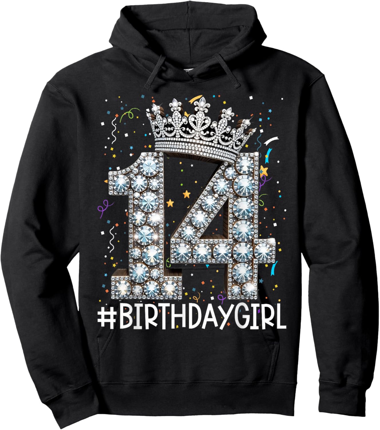 14 BirthdayGirl 14 Years Old Happy 14th Birthday Girl Hoodie - Hoodie | Black