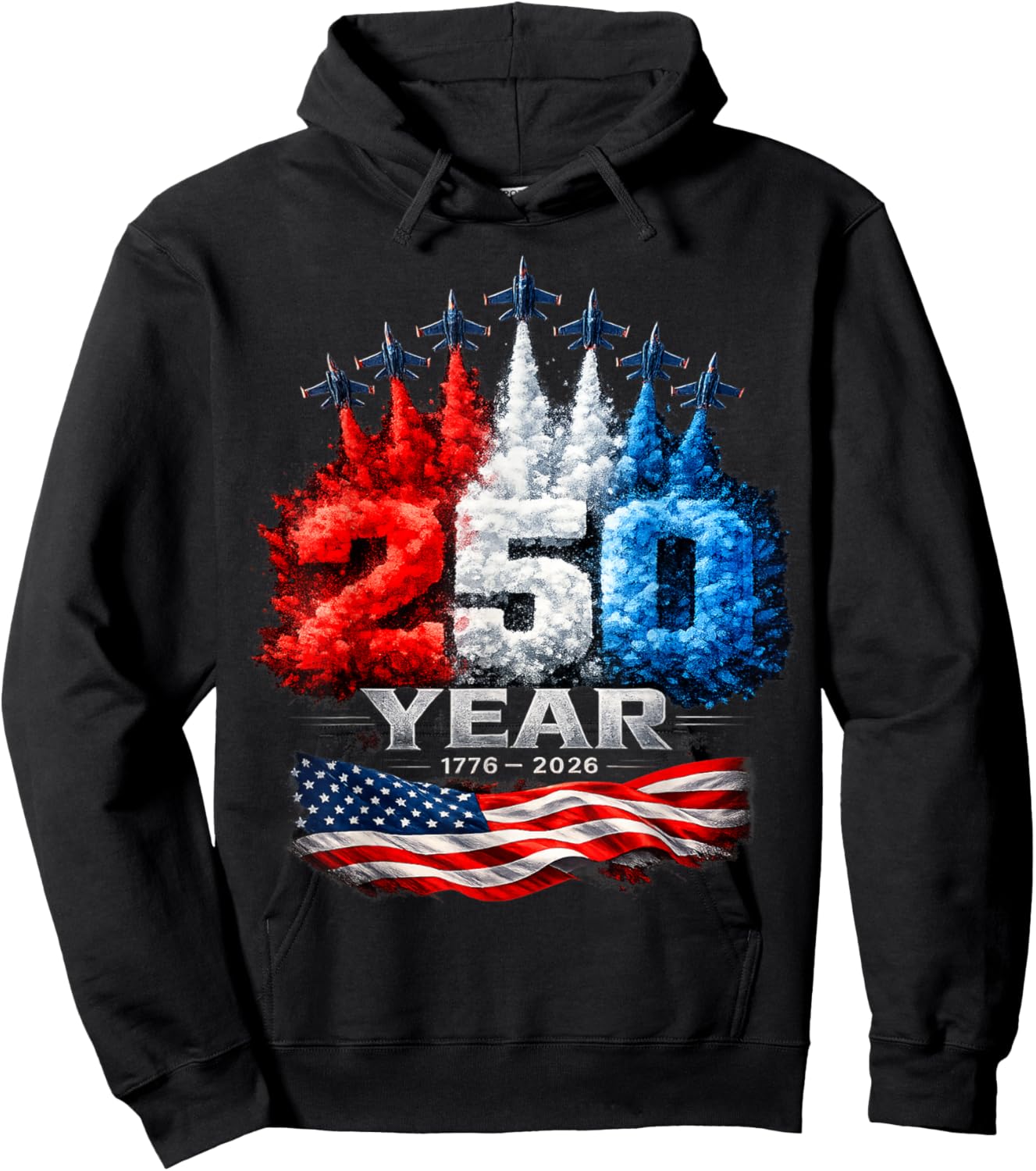 250th Anniversary USA Patriotic 250 Years American 4th July Hoodie - Hoodie | Black